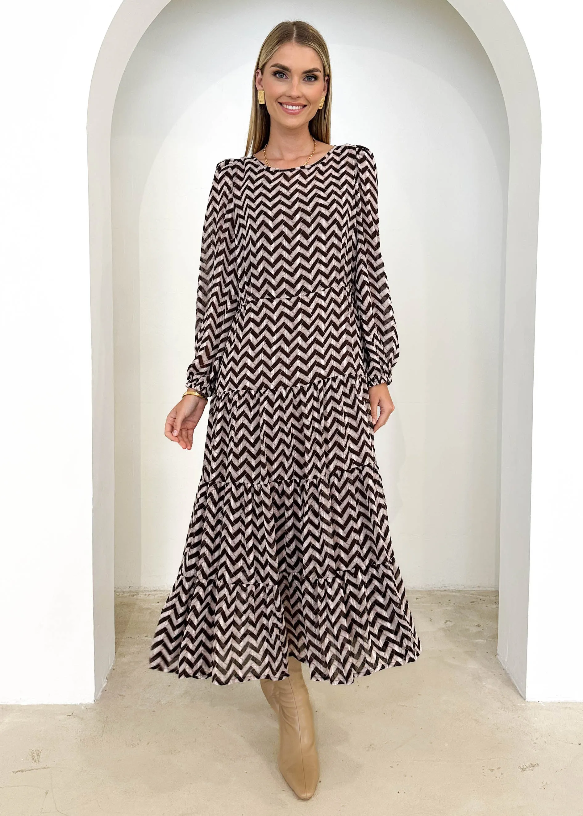 Leah Midi Dress - Coffee sold by Gingham & Heels product image thumbnail 3