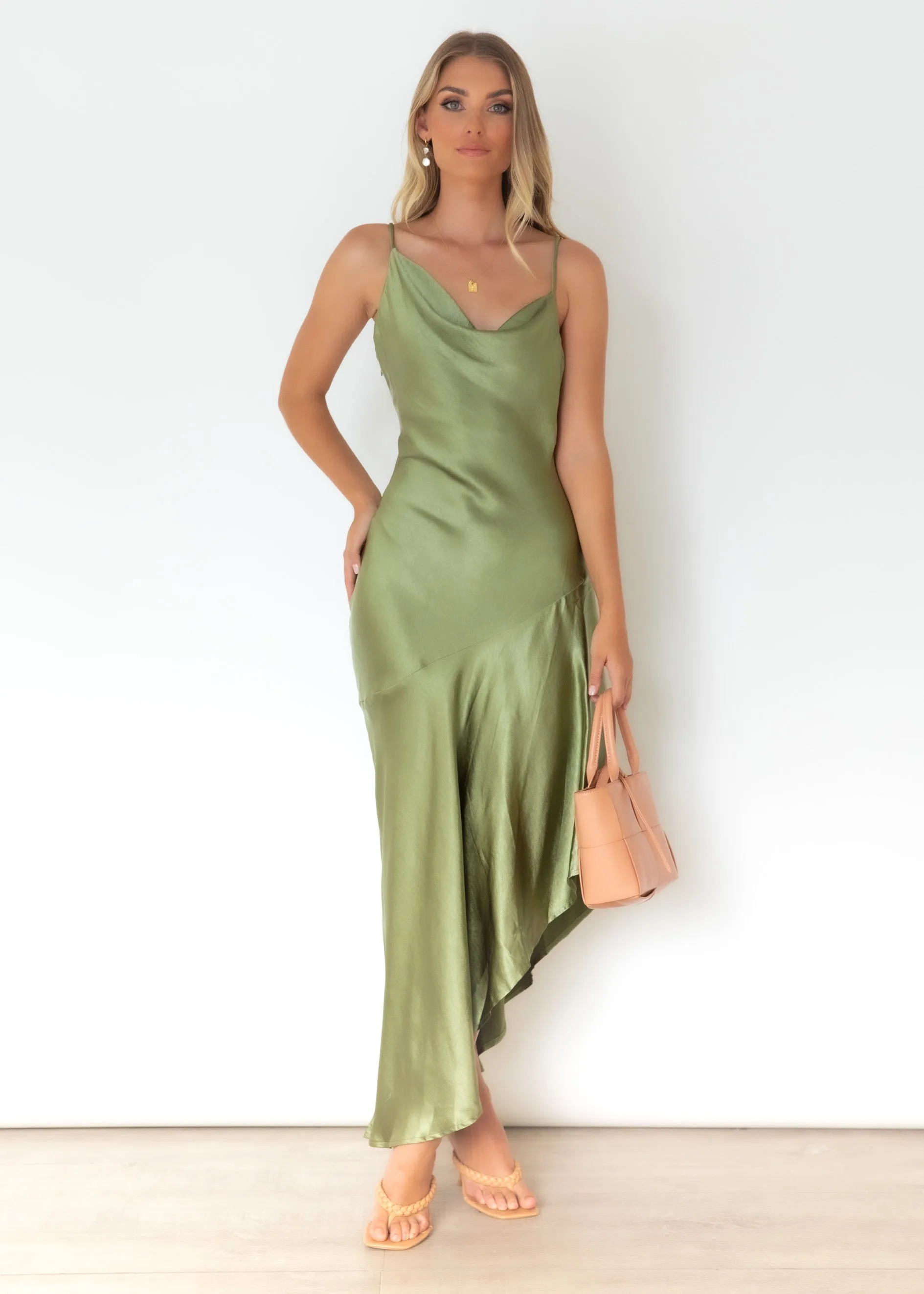 Madeira Midi Dress - Olive sold by Gingham & Heels product image thumbnail 3