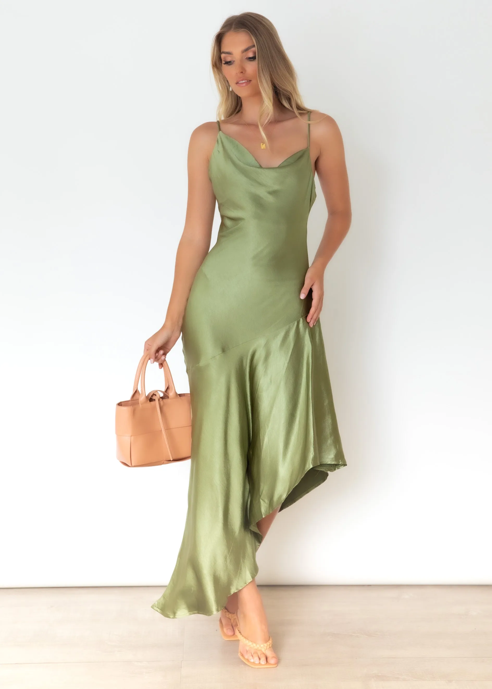 Madeira Midi Dress - Olive sold by Gingham & Heels