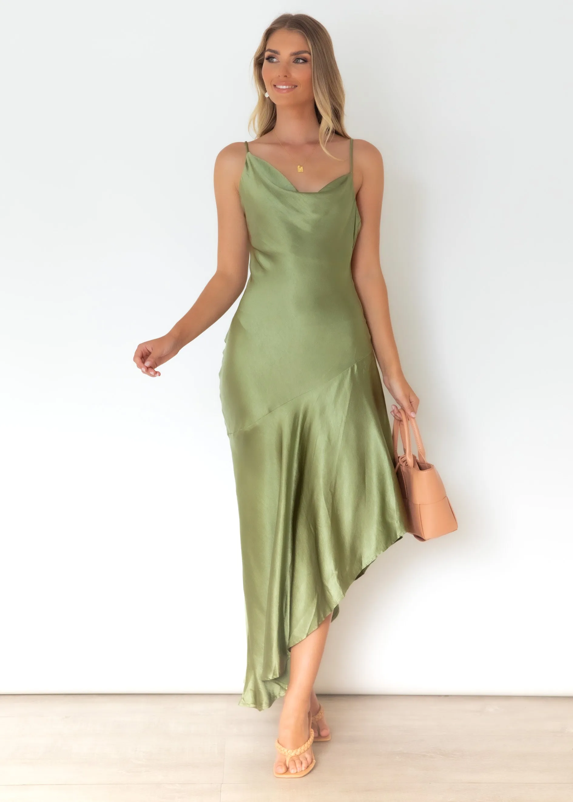 Madeira Midi Dress - Olive sold by Gingham & Heels product image thumbnail 2
