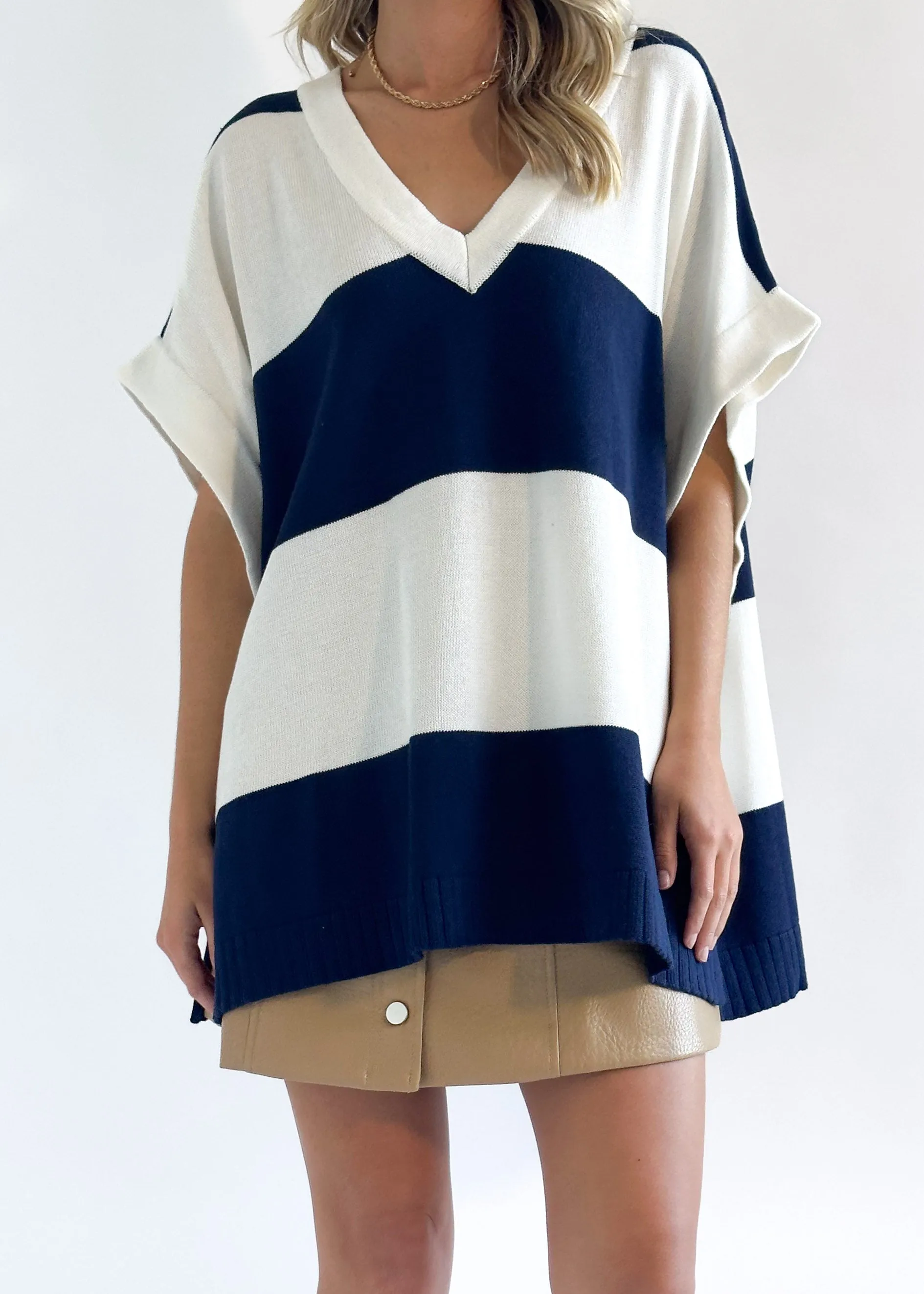 Anggie Knit Vest - Navy Stripe sold by Gingham & Heels product image thumbnail 2