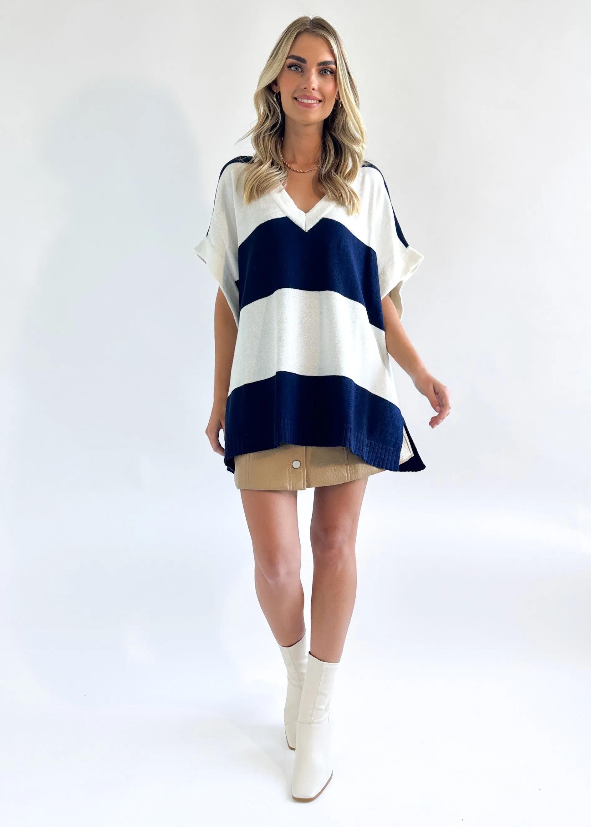 Anggie Knit Vest - Navy Stripe sold by Gingham & Heels product image thumbnail 4