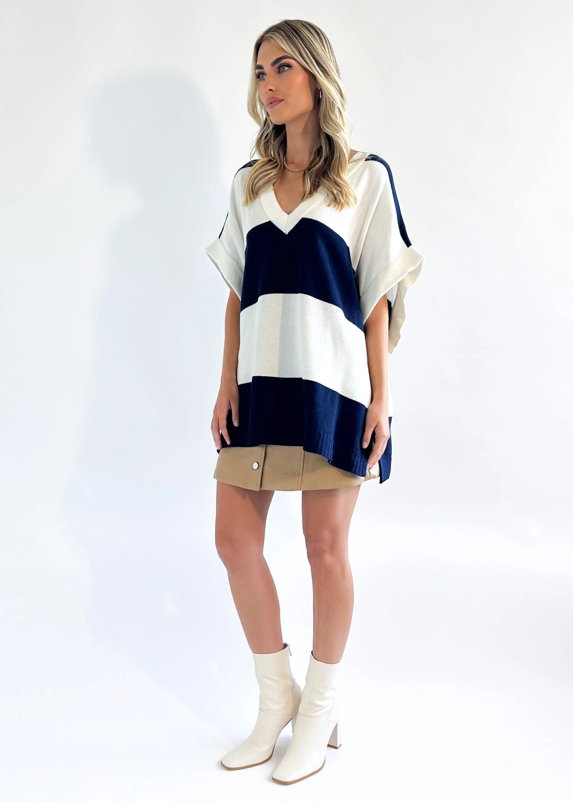 Anggie Knit Vest - Navy Stripe sold by Gingham & Heels product image thumbnail 5