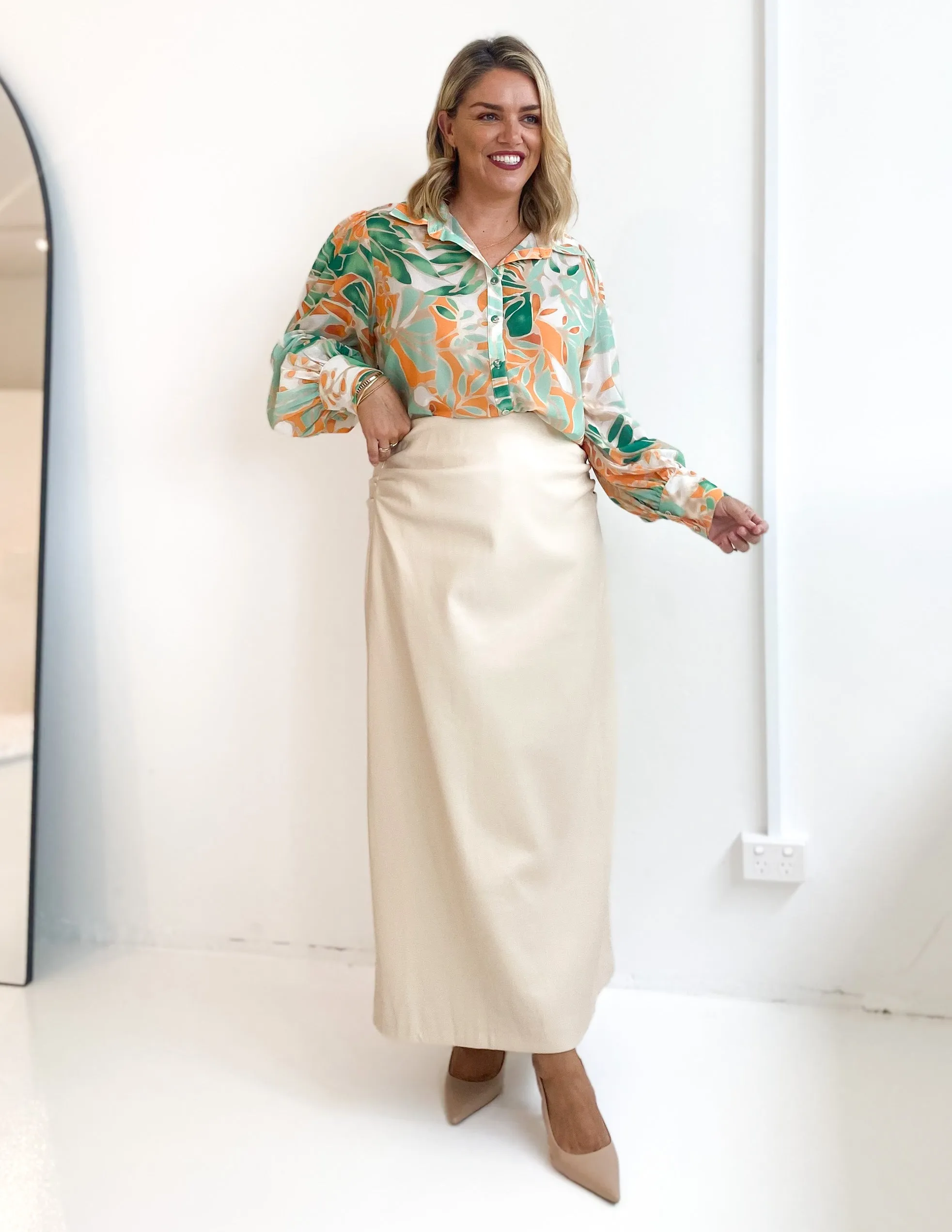 Eshana Shirt - Mint Palm sold by Gingham & Heels product image thumbnail 4