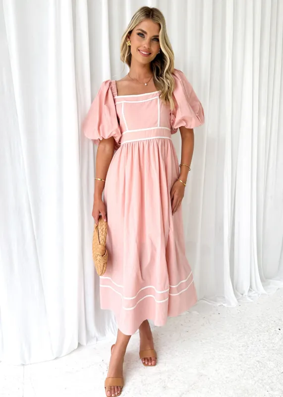 Geelo Midi Dress - Pink sold by Gingham & Heels