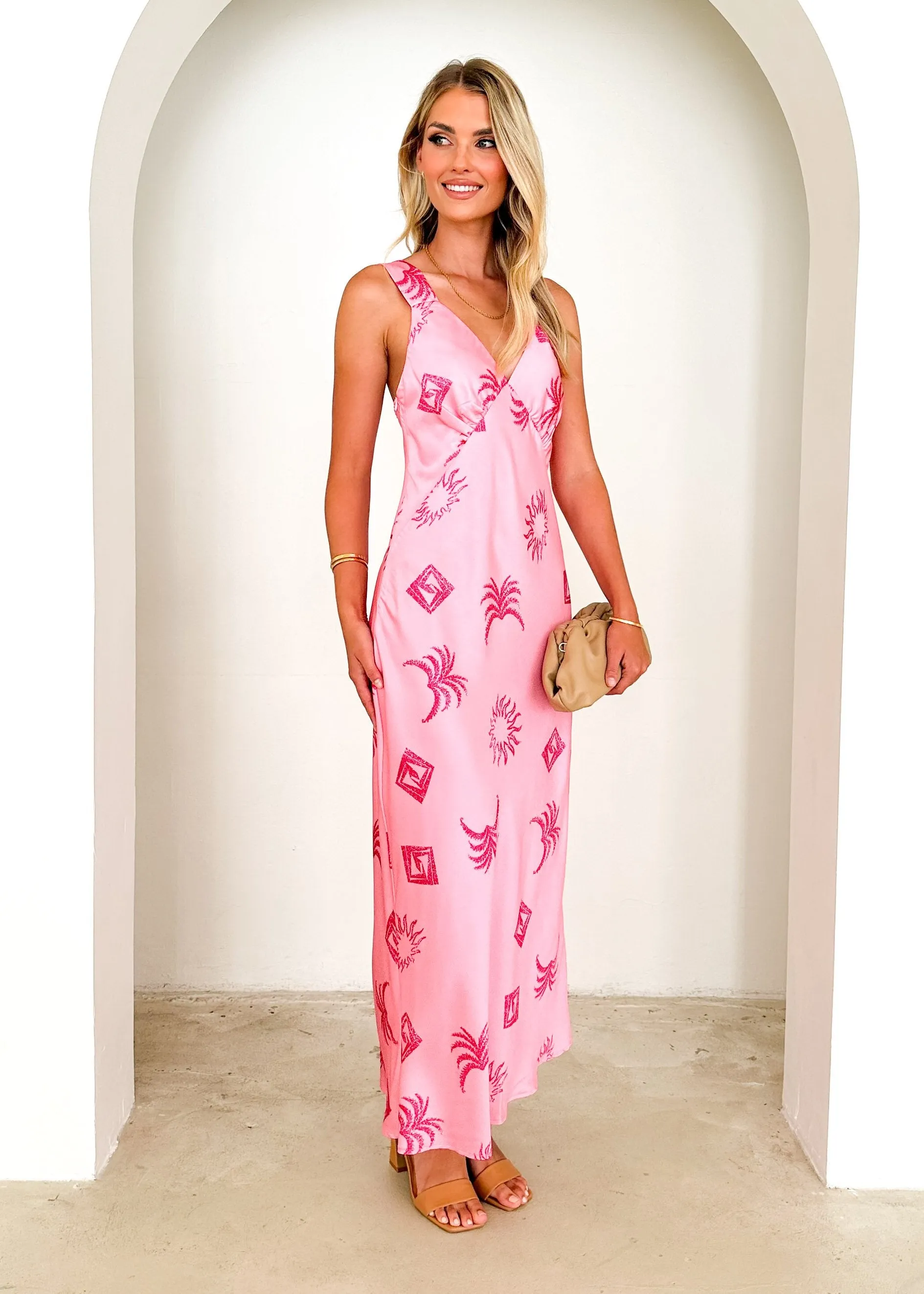 Taleena Maxi Dress - Pink Abstract sold by Gingham & Heels product image thumbnail 4