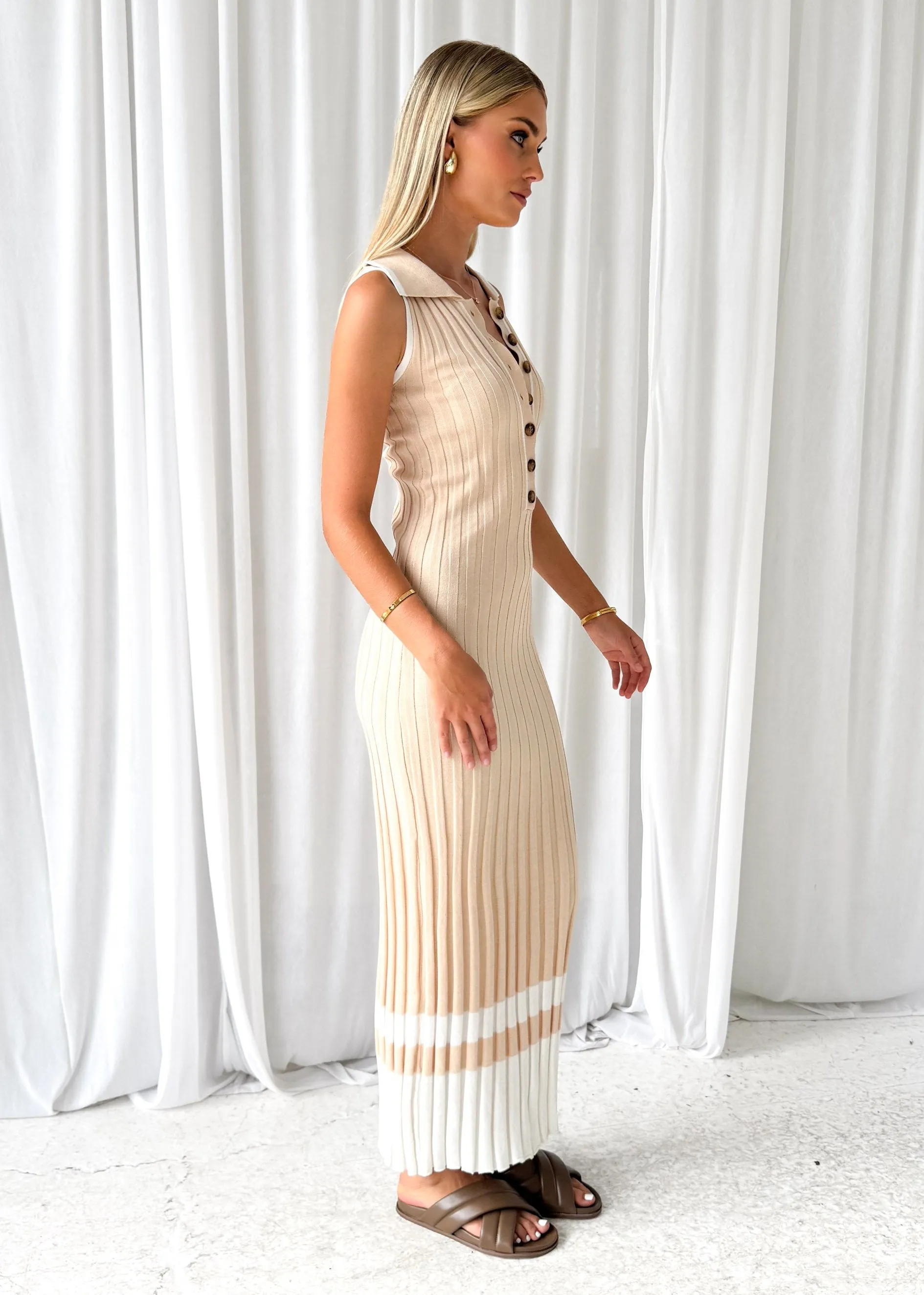 Lucie Knit Midi Dress - Sand sold by Gingham & Heels product image thumbnail 5