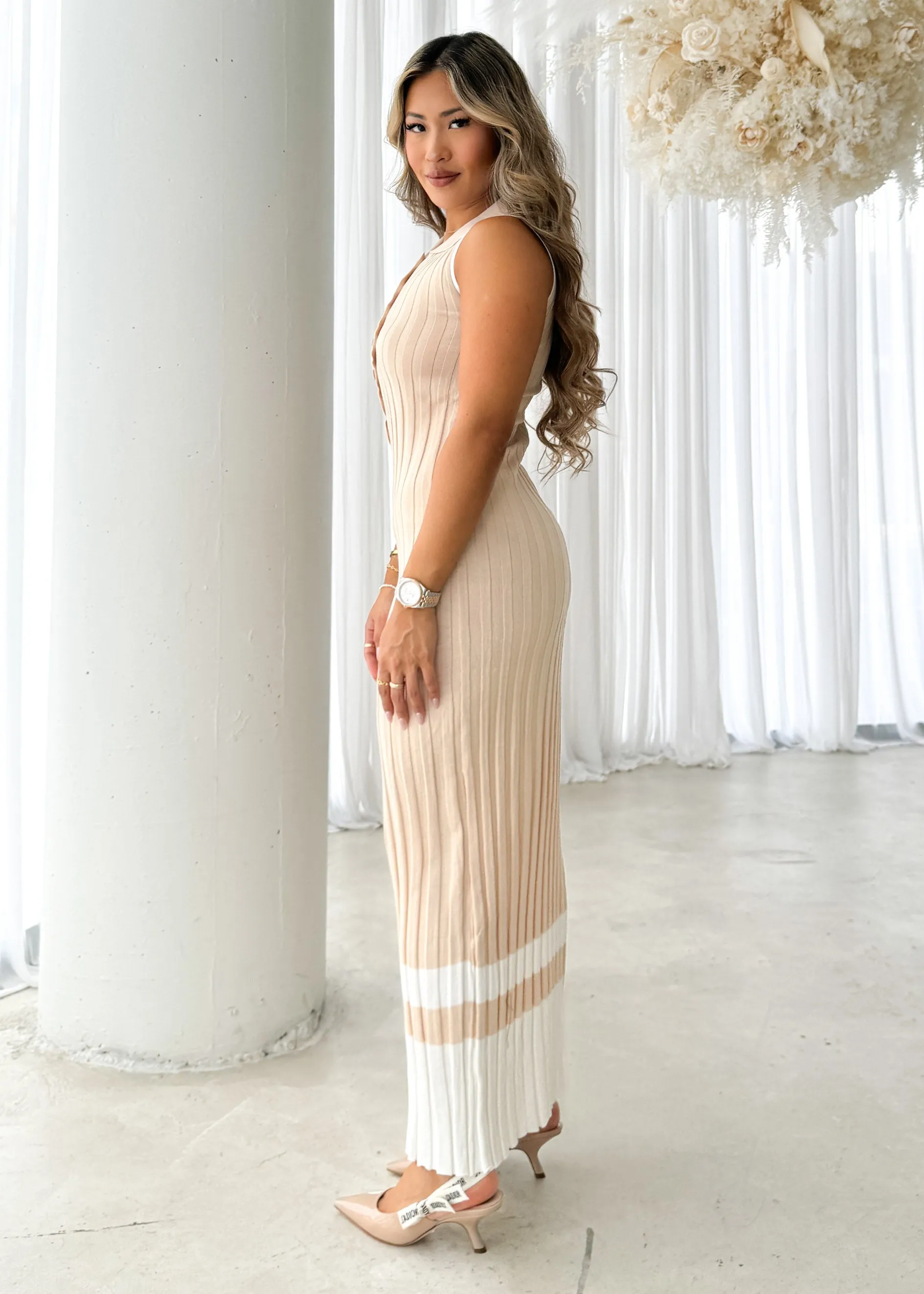 Lucie Knit Midi Dress - Sand sold by Gingham & Heels product image thumbnail 2