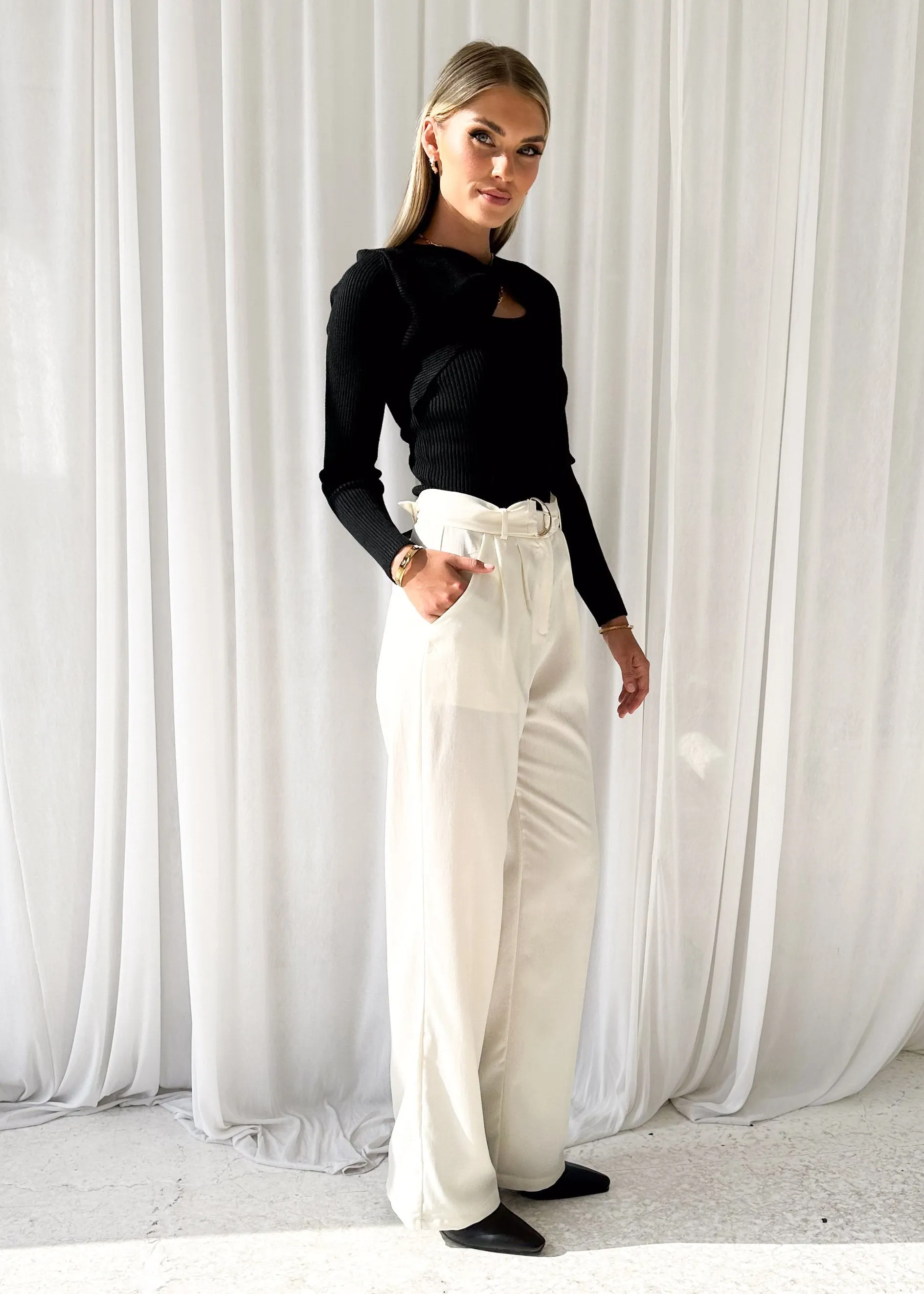 Ferloe Pants - Cream sold by Gingham & Heels product image thumbnail 3