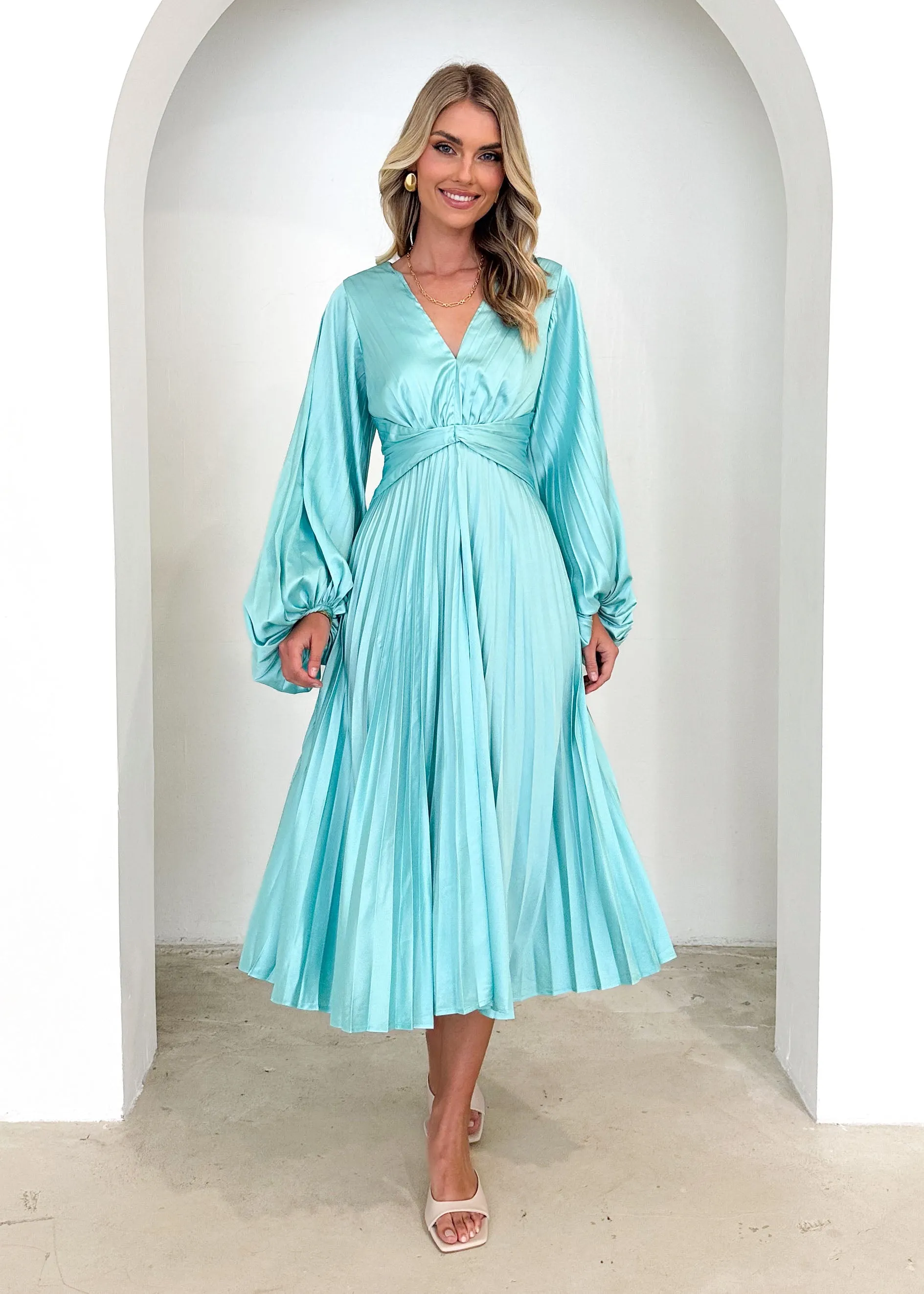 Narina Midi Dress - Aqua sold by Gingham & Heels