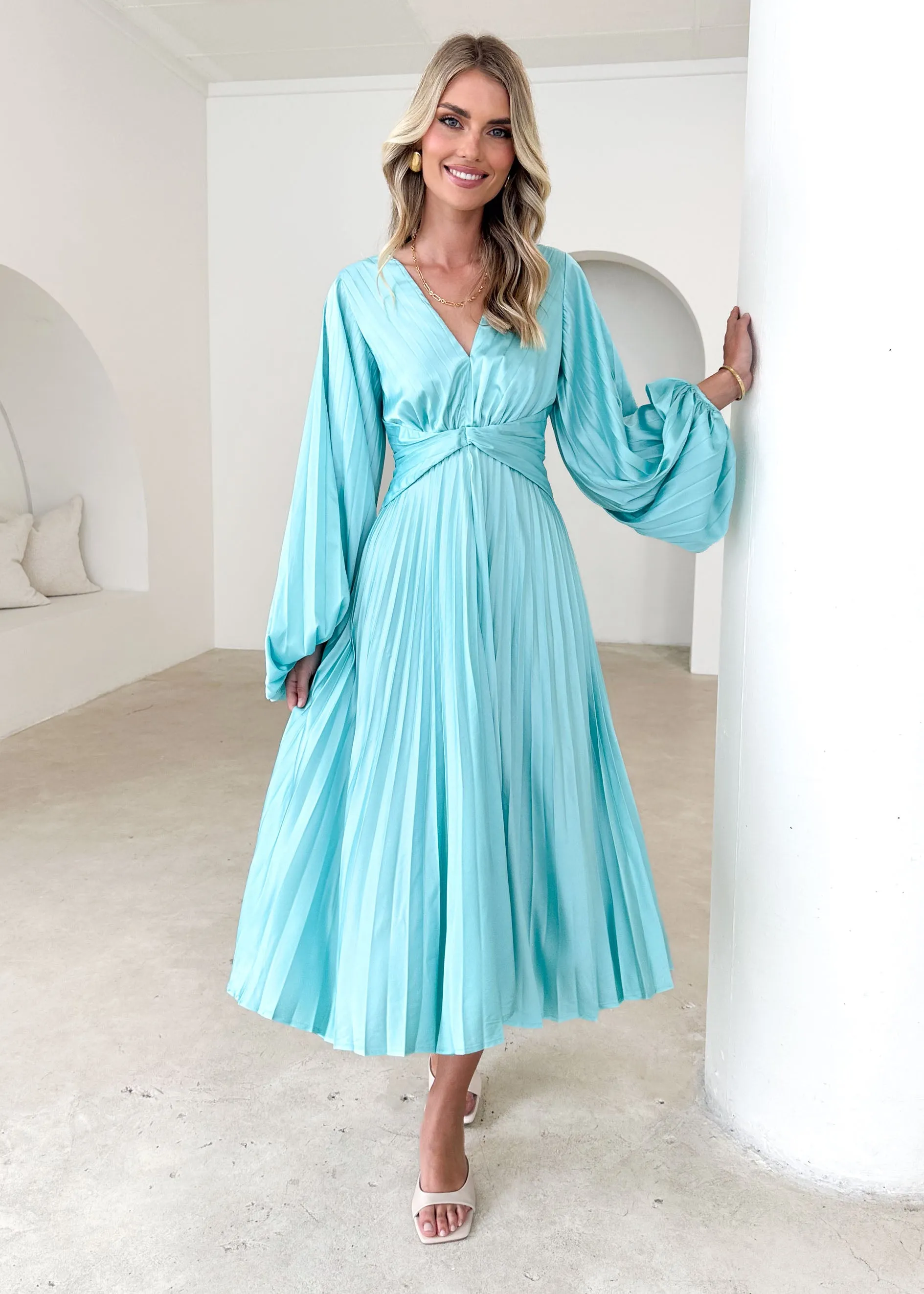 Narina Midi Dress - Aqua sold by Gingham & Heels product image thumbnail 2