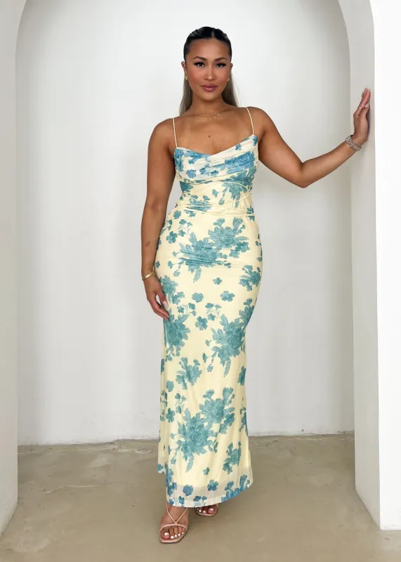 Ferissa Maxi Dress - Lemon Floral sold by Gingham & Heels