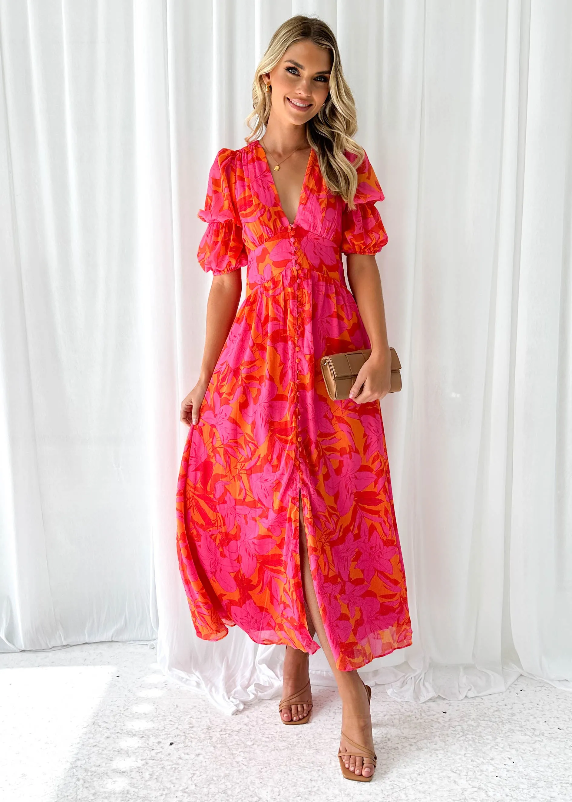 Tiffanie Midi Dress - Tangerine Floral sold by Gingham & Heels product image thumbnail 5
