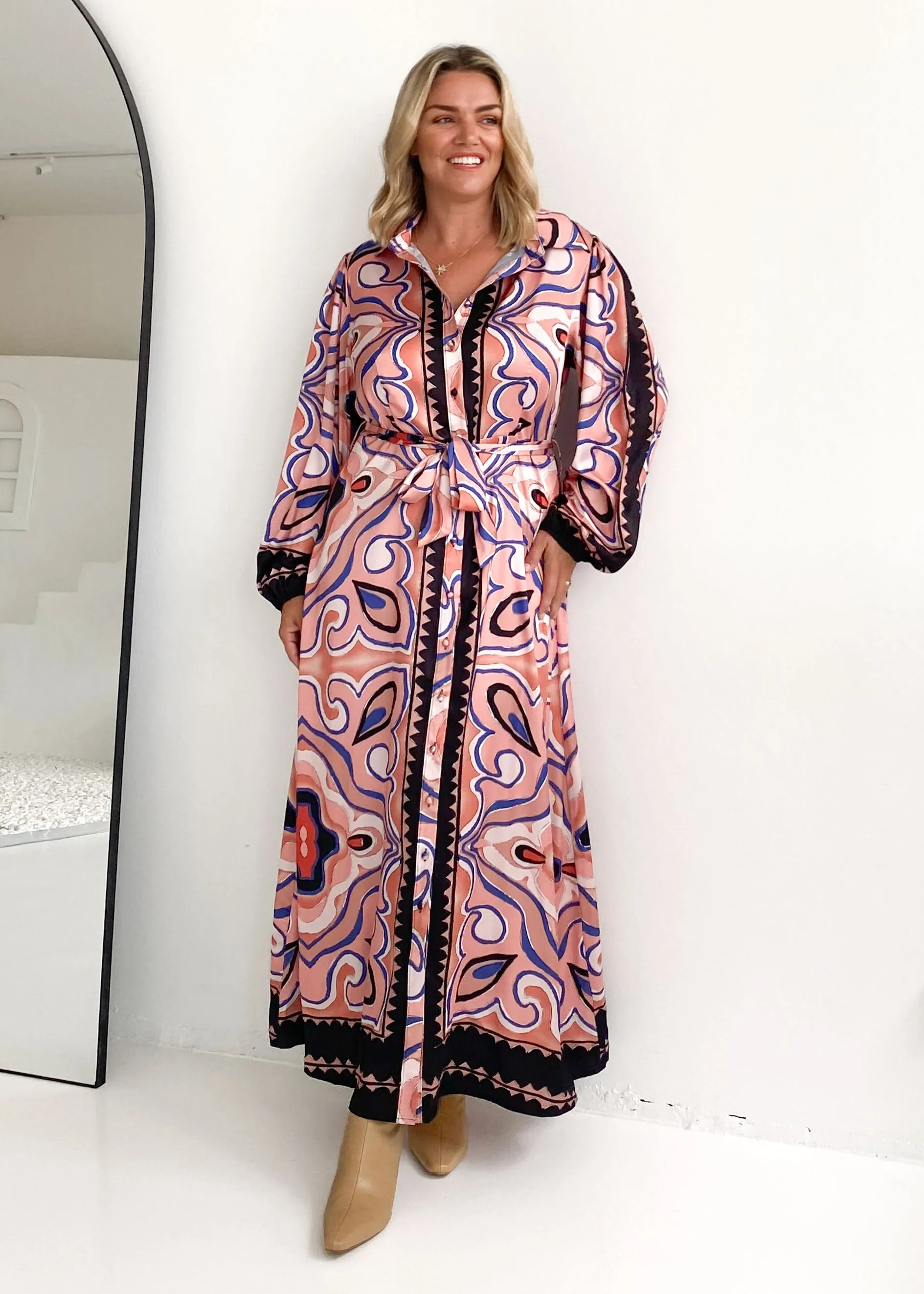 Monique Maxi Dress - Pink Swirl sold by Gingham & Heels product image thumbnail 4