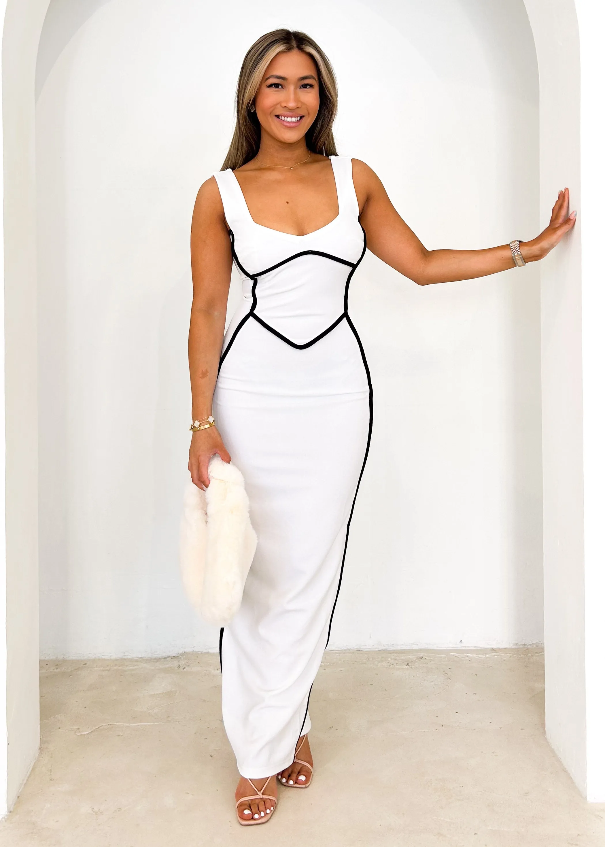 Cherry Maxi Dress - White sold by Gingham & Heels product image thumbnail 3