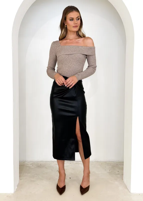 Cryia Knit Top - Brown Marl sold by Gingham & Heels