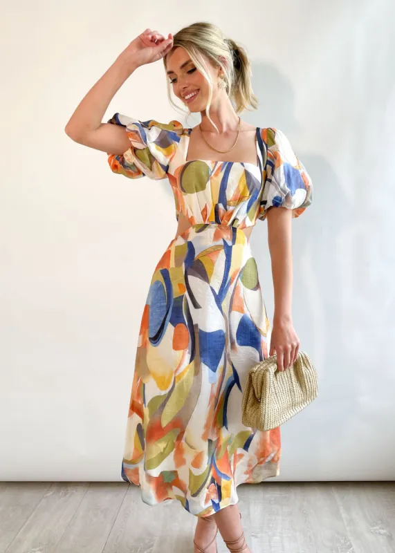 Dawsen Midi Dress - Azure Mirage sold by Gingham & Heels