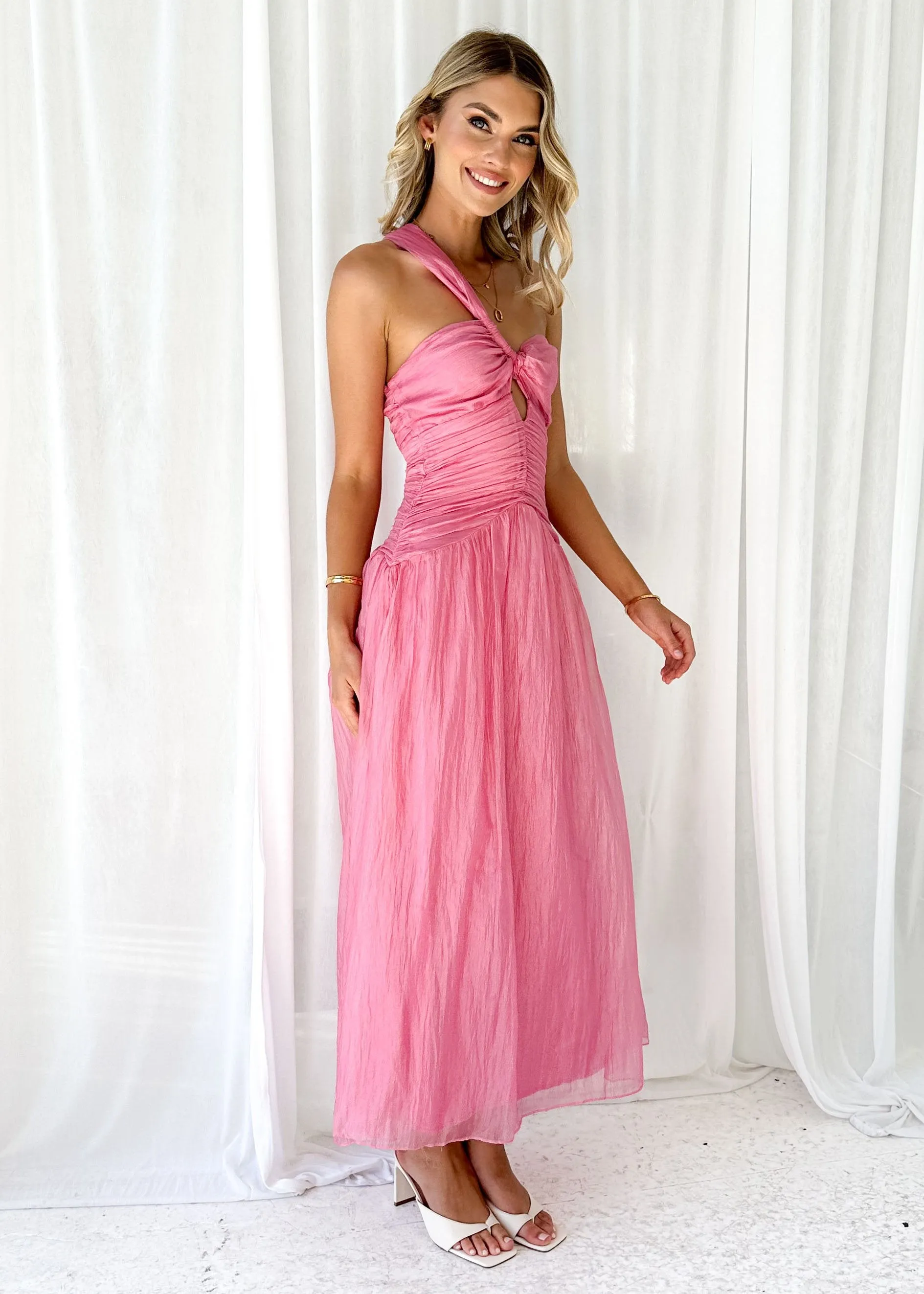 Obie One Shoulder Midi Dress - Pink sold by Gingham & Heels product image thumbnail 4