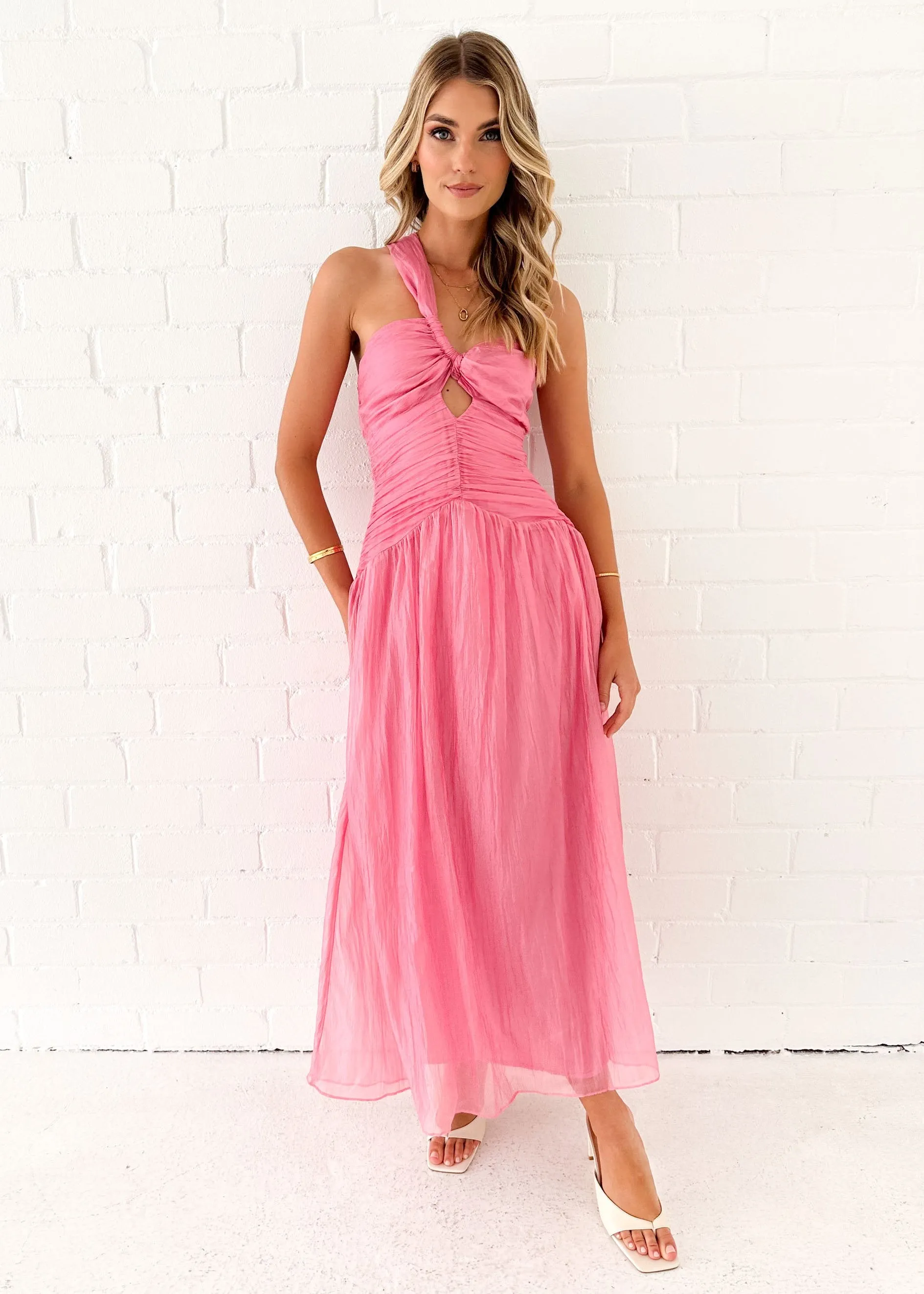 Obie One Shoulder Midi Dress - Pink sold by Gingham & Heels product image thumbnail 5