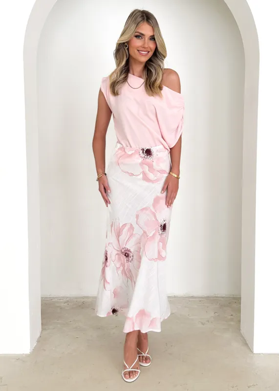 Angelika Maxi Skirt - Pink Poppy sold by Gingham & Heels