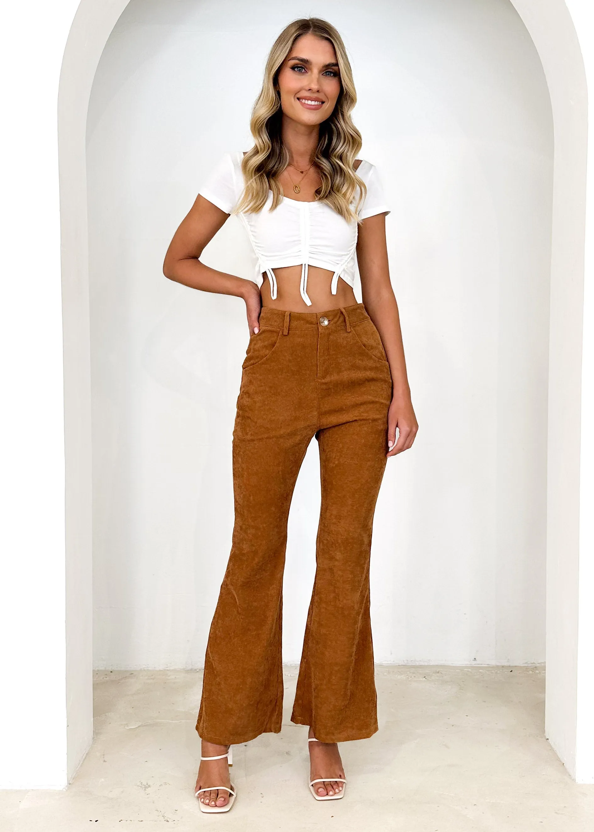 Kenzie Ruched Crop - White sold by Gingham & Heels product image thumbnail 3