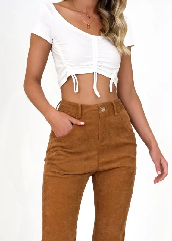 Kenzie Ruched Crop - White sold by Gingham & Heels