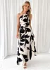 Telle One Shoulder Midi Dress - Champagne Leaf sold by Gingham & Heels