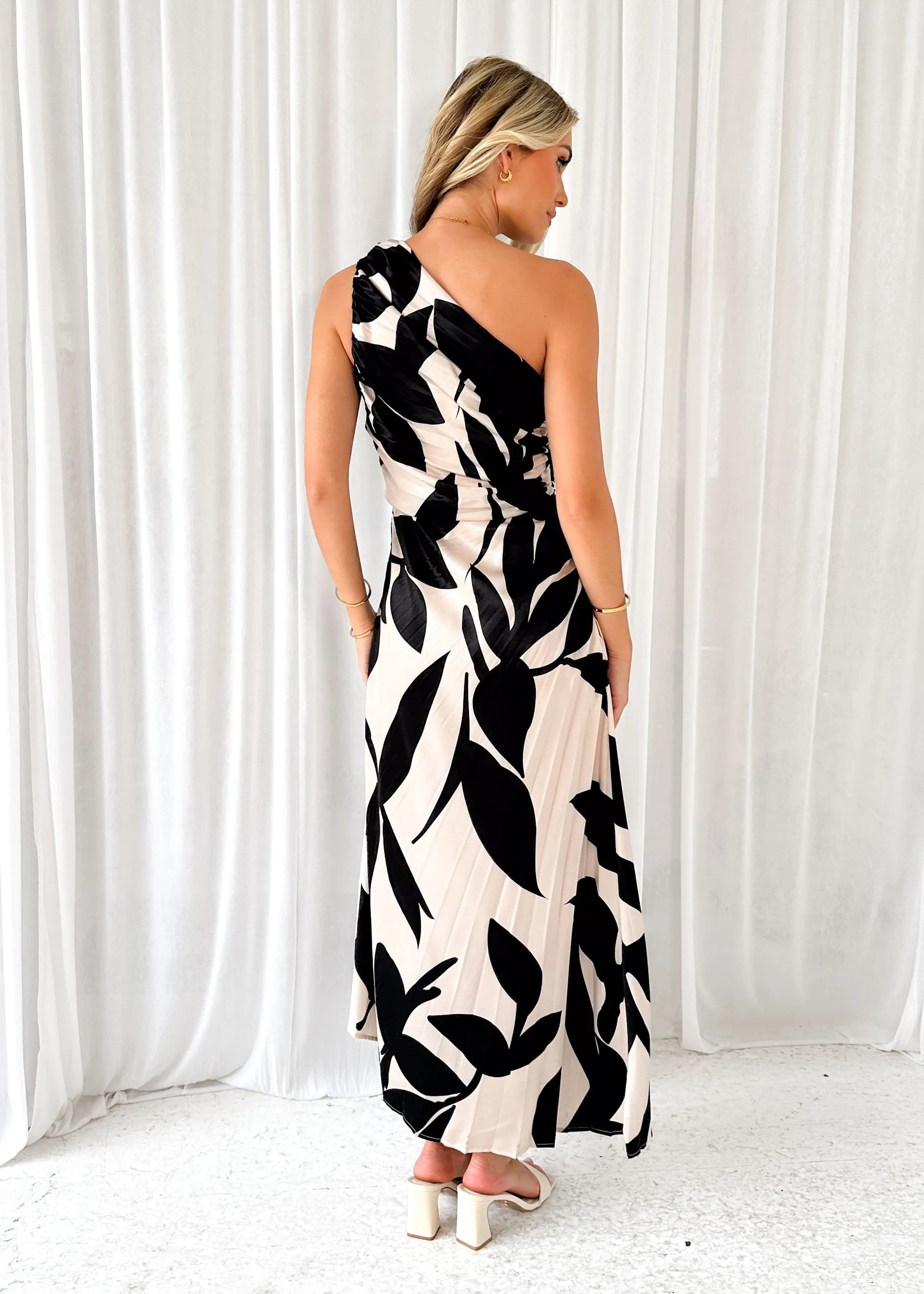 Telle One Shoulder Midi Dress - Champagne Leaf sold by Gingham & Heels product image thumbnail 5