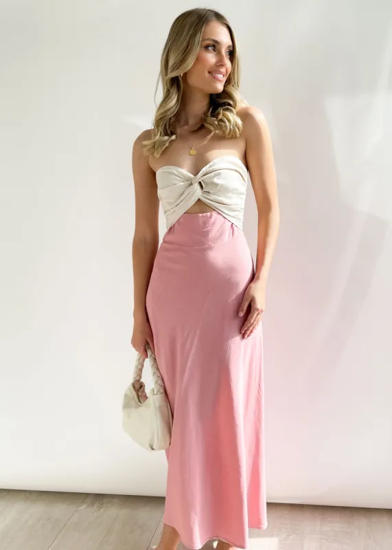 Pheonix Strapless Midi Dress - Blush sold by Gingham & Heels
