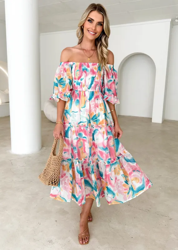 Zance Midi Dress - Turquoise Splash sold by Gingham & Heels
