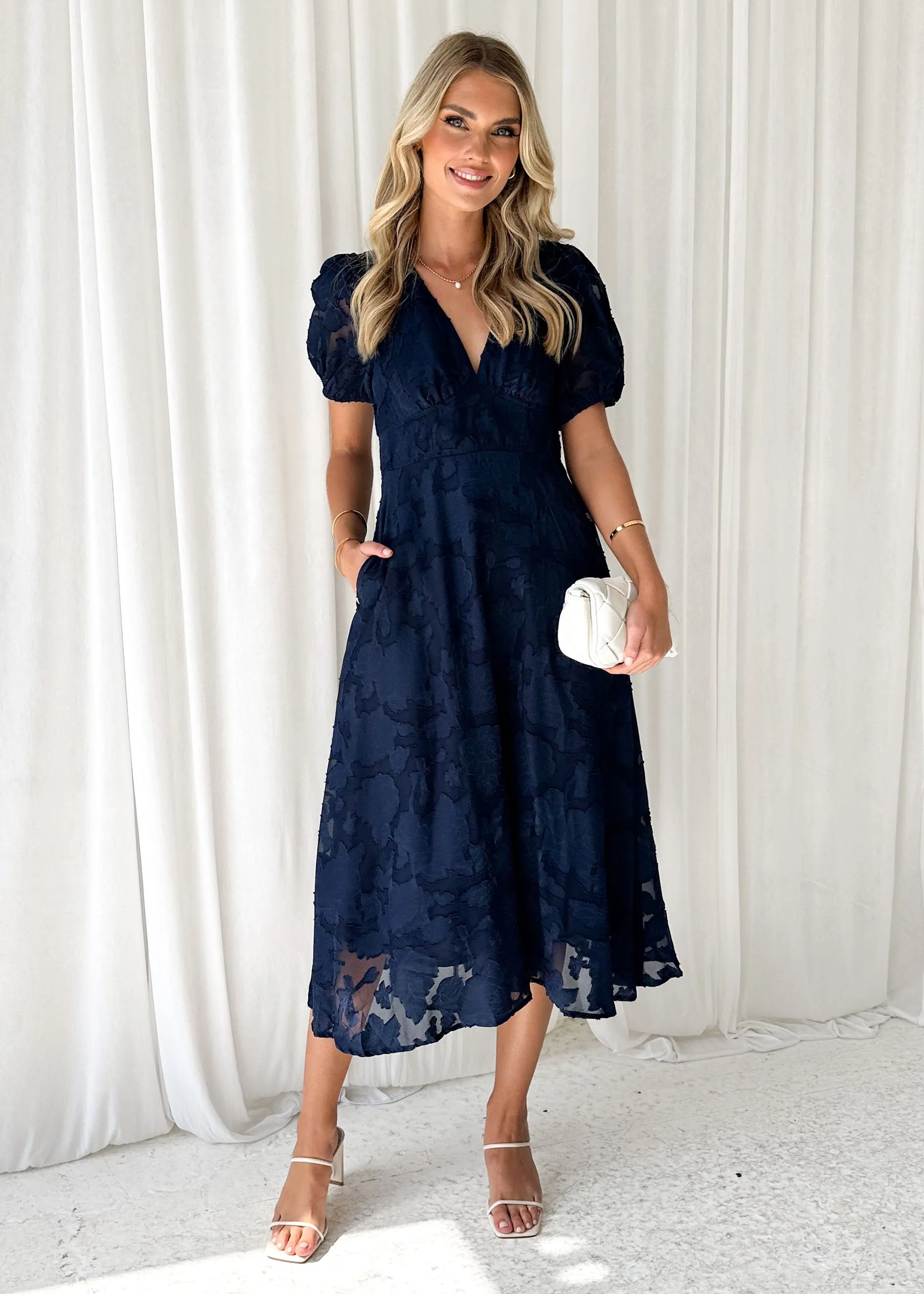 Allegroe Midi Dress - Navy sold by Gingham & Heels product image thumbnail 4