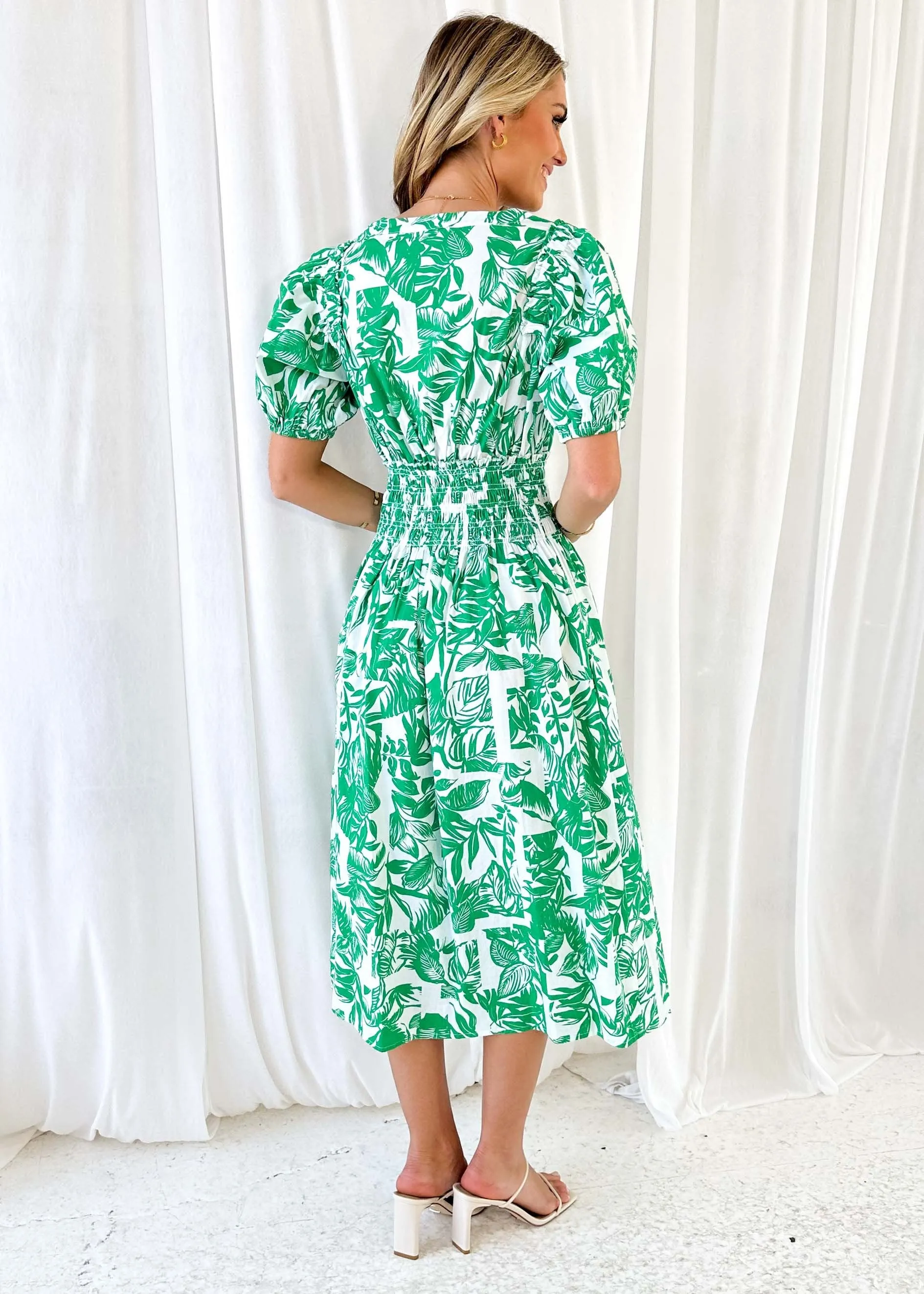 Cotta Midi Dress - Green Abstract sold by Gingham & Heels product image thumbnail 5