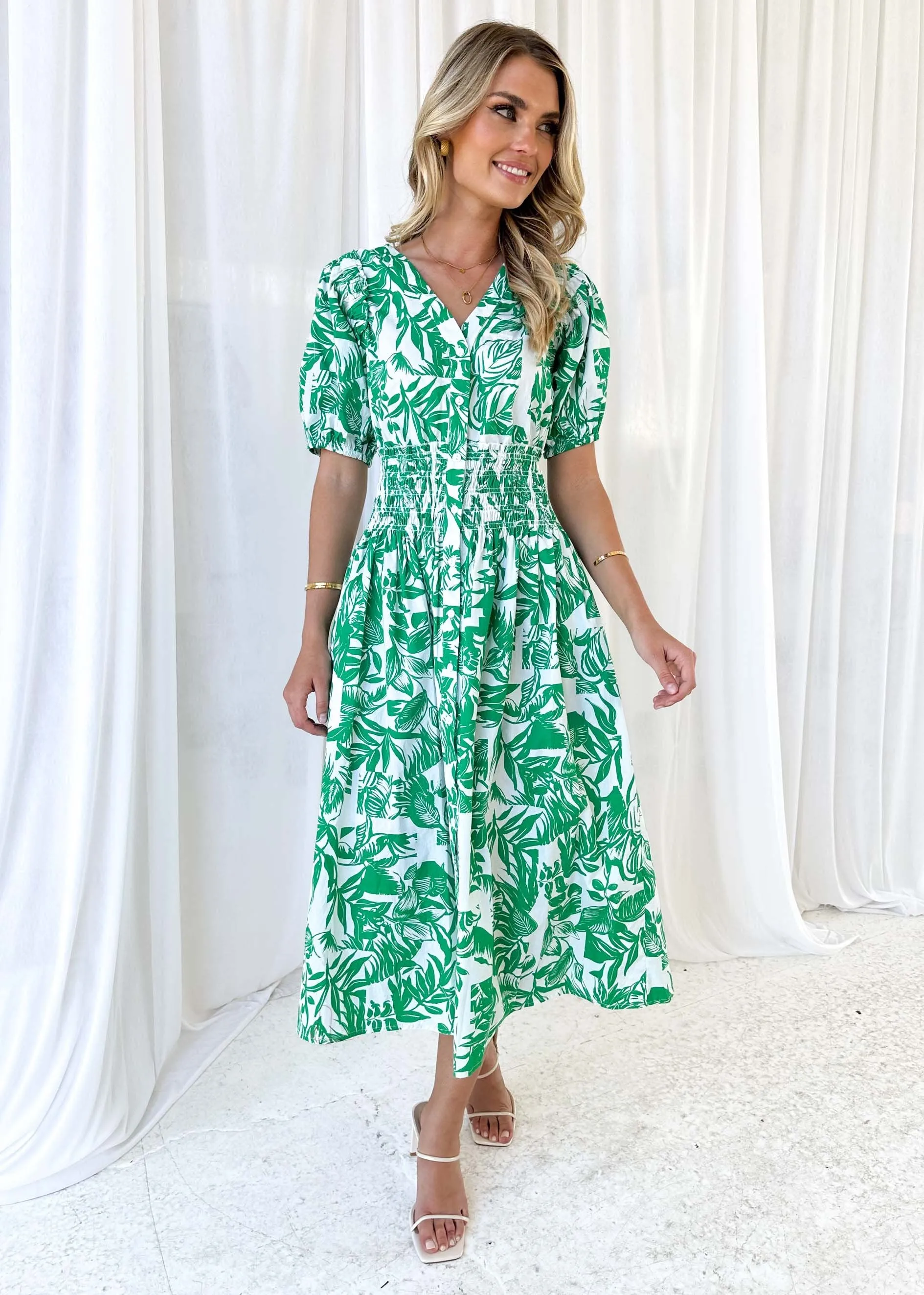 Cotta Midi Dress - Green Abstract sold by Gingham & Heels product image thumbnail 4