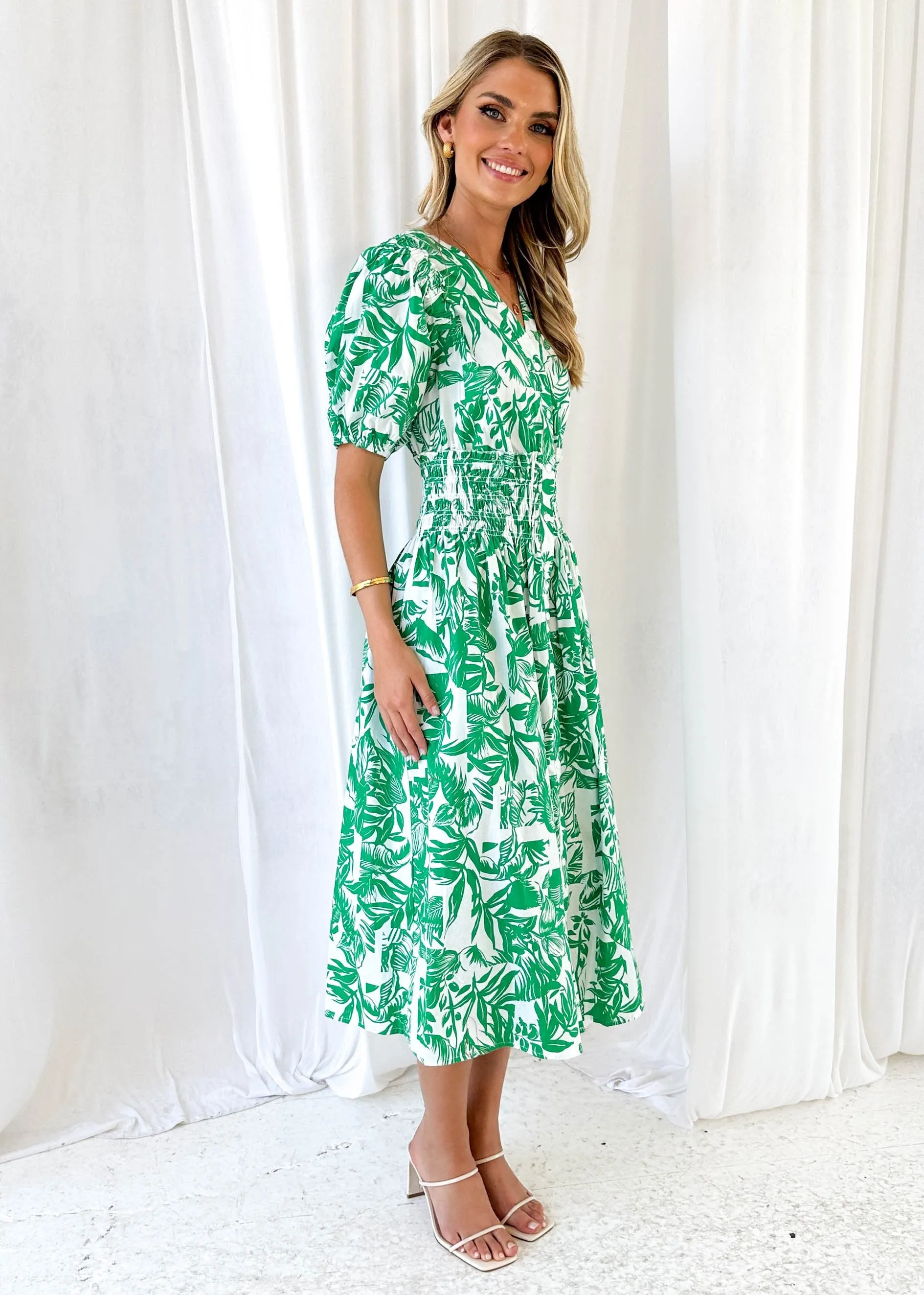 Cotta Midi Dress - Green Abstract sold by Gingham & Heels product image thumbnail 2