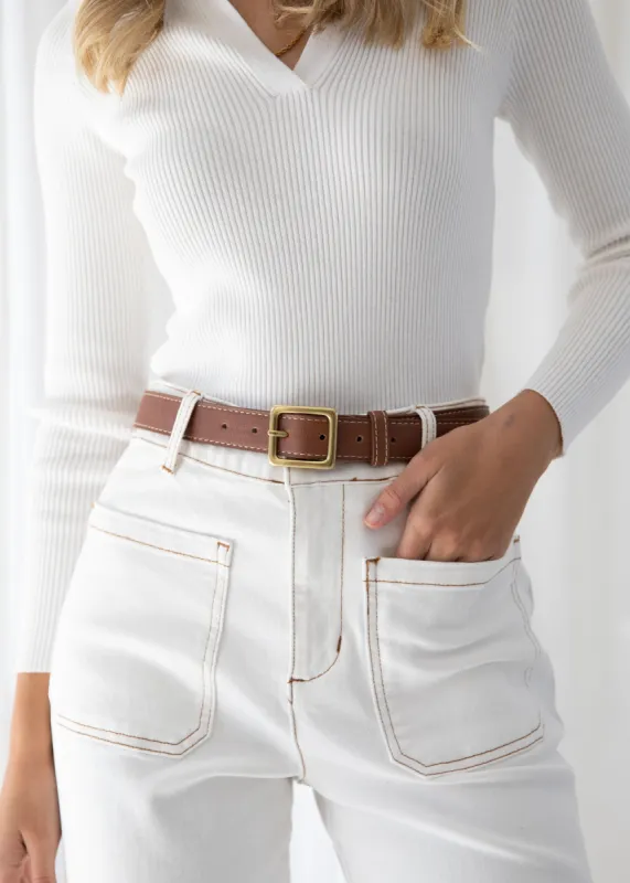 Aviana Leather Belt - Tan sold by Gingham & Heels