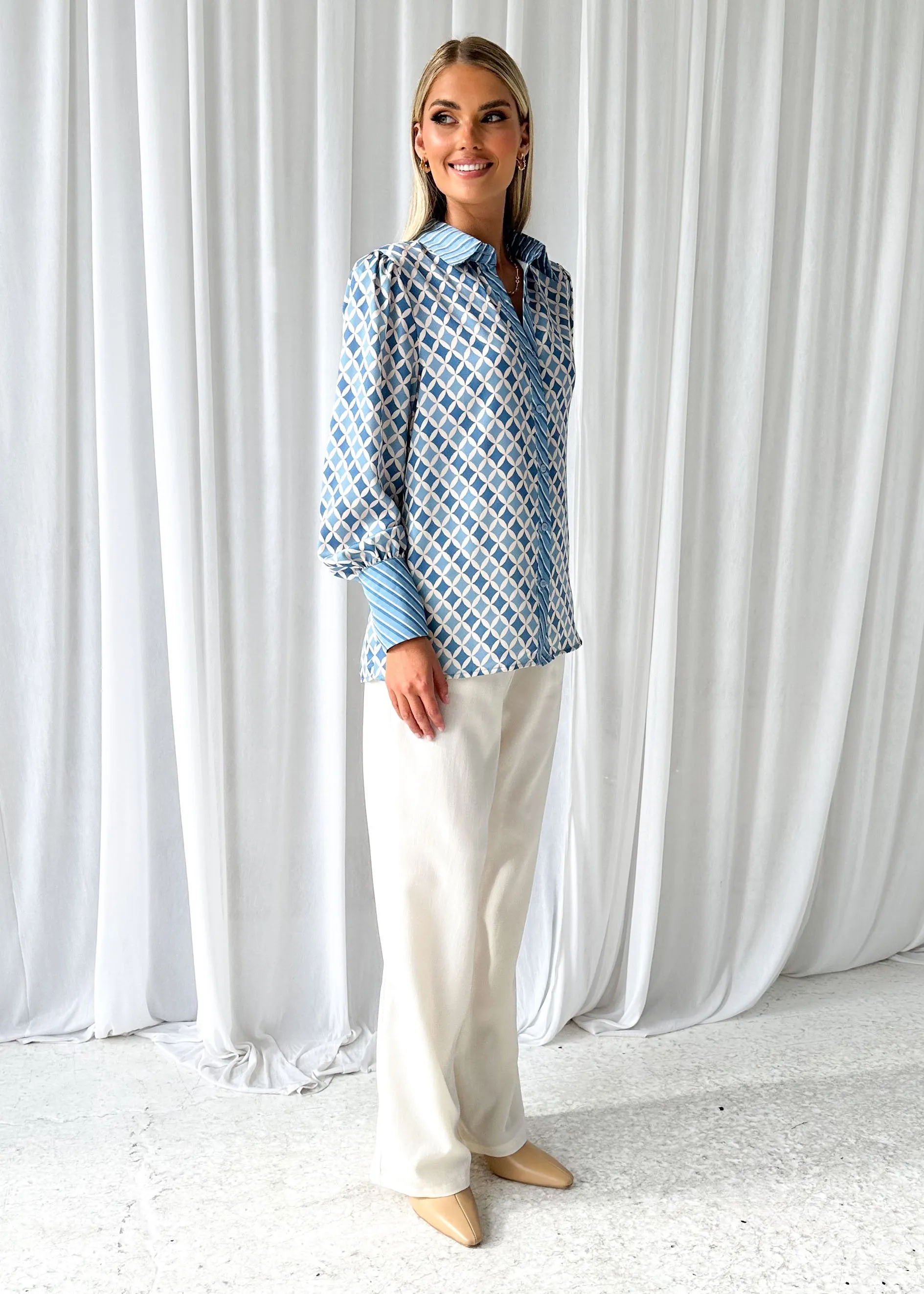 Daphney Shirt - Blue Tile sold by Gingham & Heels product image thumbnail 4
