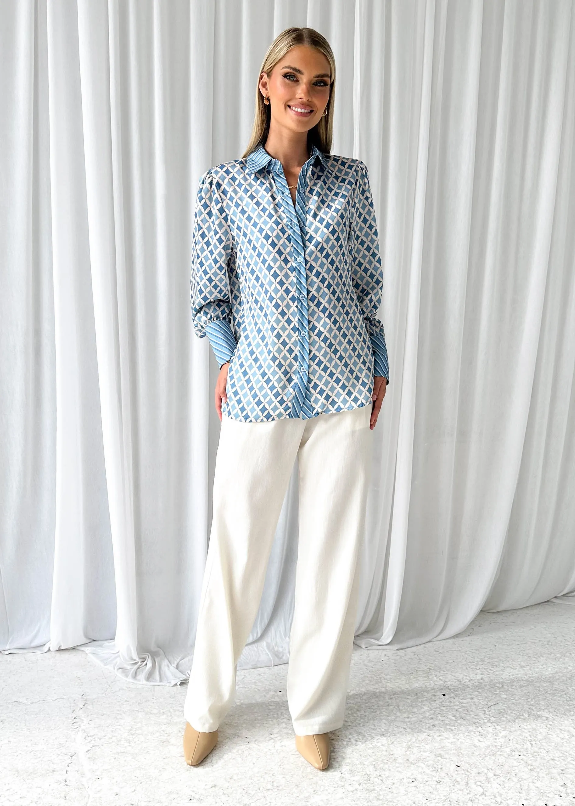 Daphney Shirt - Blue Tile sold by Gingham & Heels product image thumbnail 3