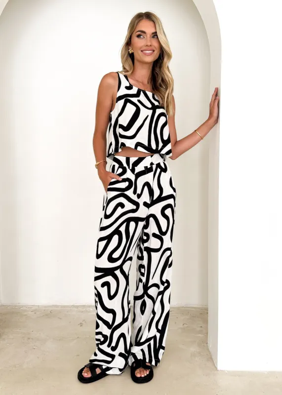 Thora Linen Blend Pants - Tiffany sold by Gingham & Heels