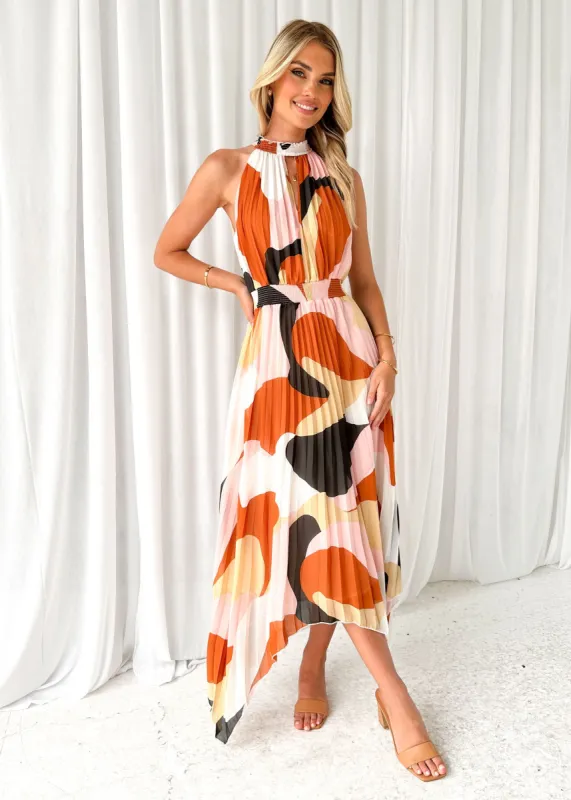 Elique Midi Dress - Tan Swirl sold by Gingham & Heels