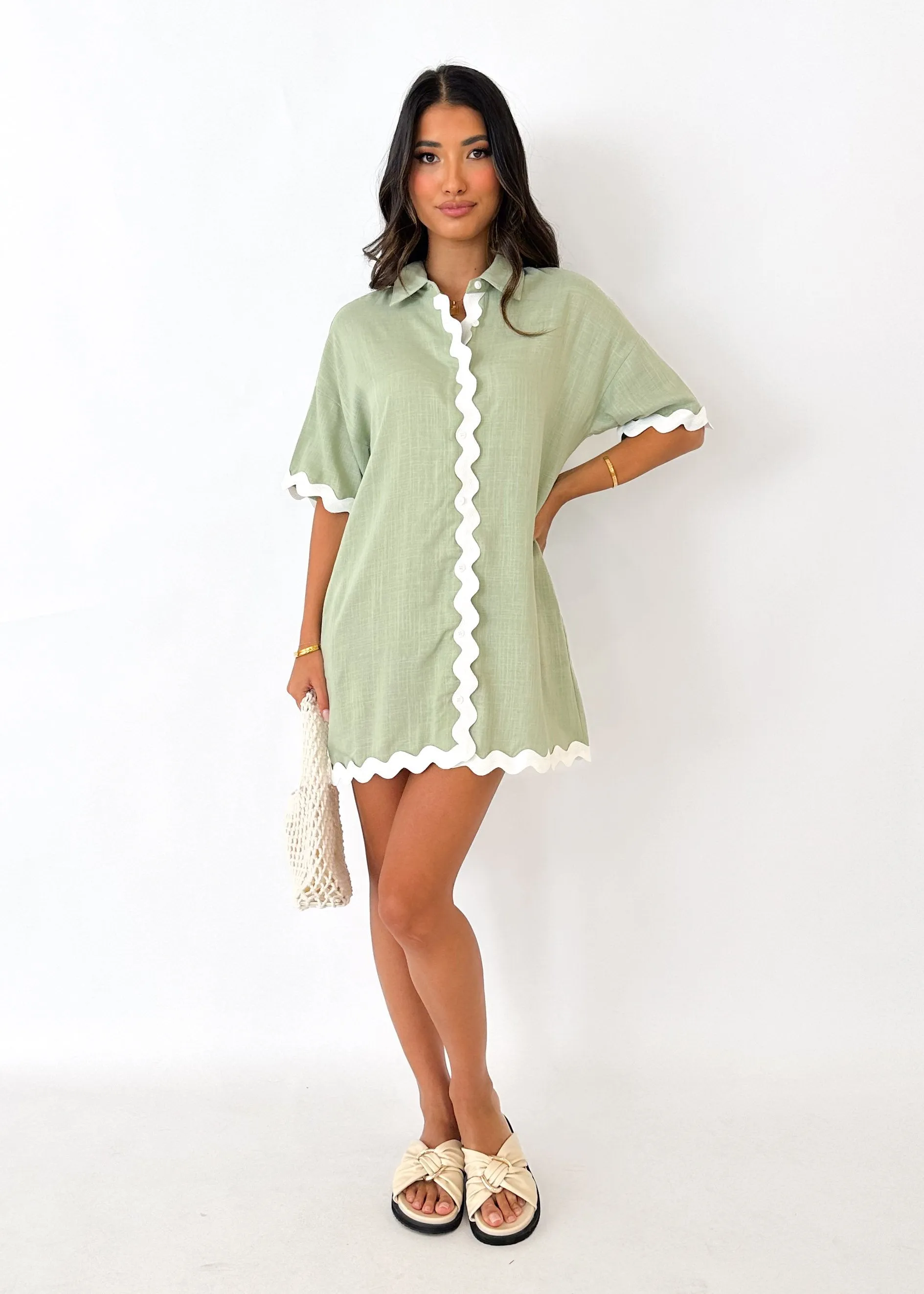 Tresho Shirt Dress - Sage sold by Gingham & Heels product image thumbnail 3