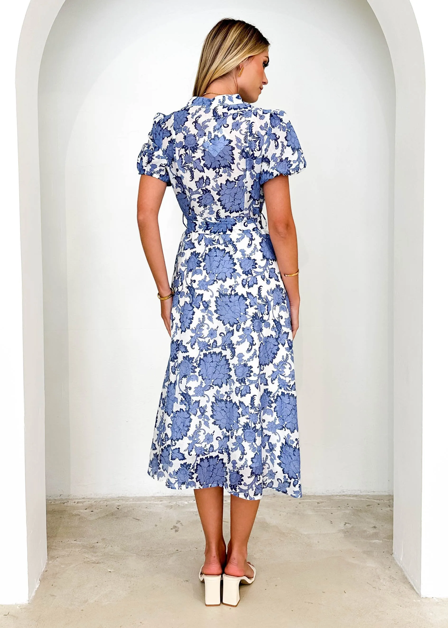 Pavva Midi Dress - Blue Floral sold by Gingham & Heels product image thumbnail 5