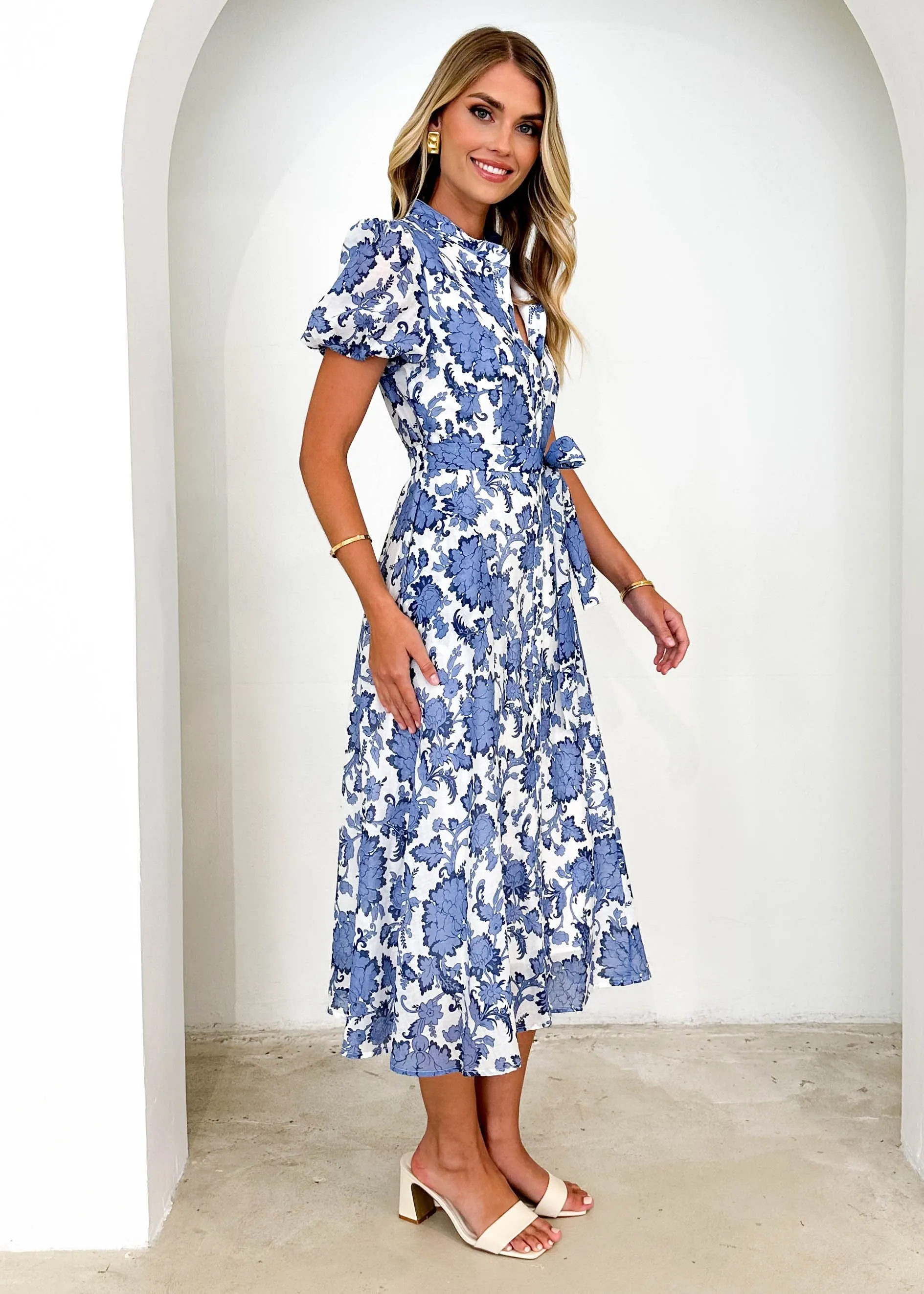 Pavva Midi Dress - Blue Floral sold by Gingham & Heels product image thumbnail 4
