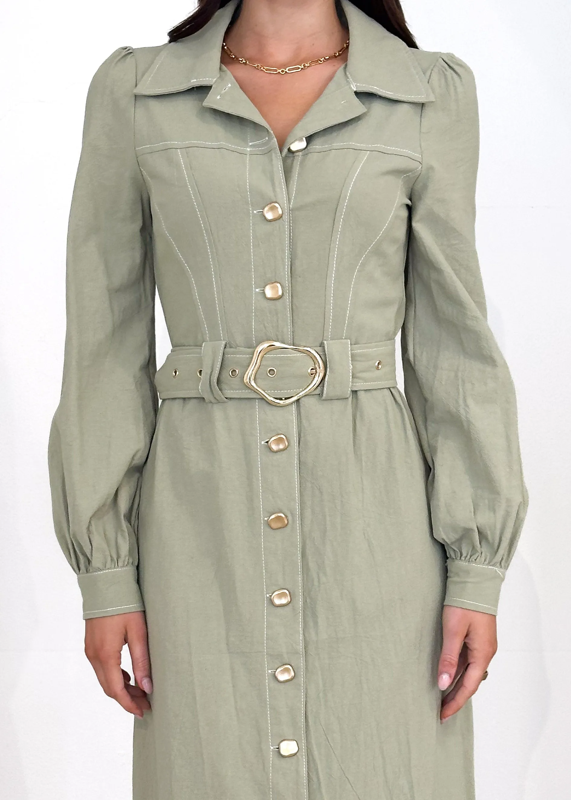 Leila Midi Dress - Olive sold by Gingham & Heels product image thumbnail 5