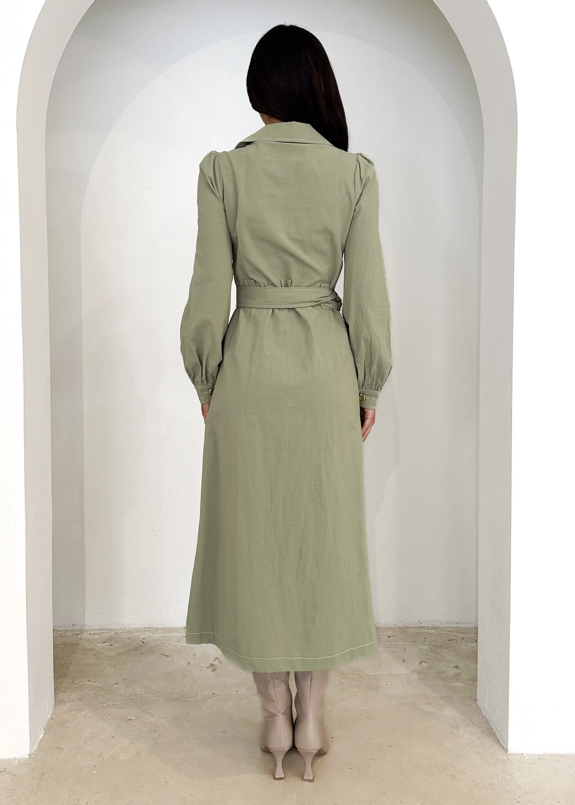 Leila Midi Dress - Olive sold by Gingham & Heels product image thumbnail 4