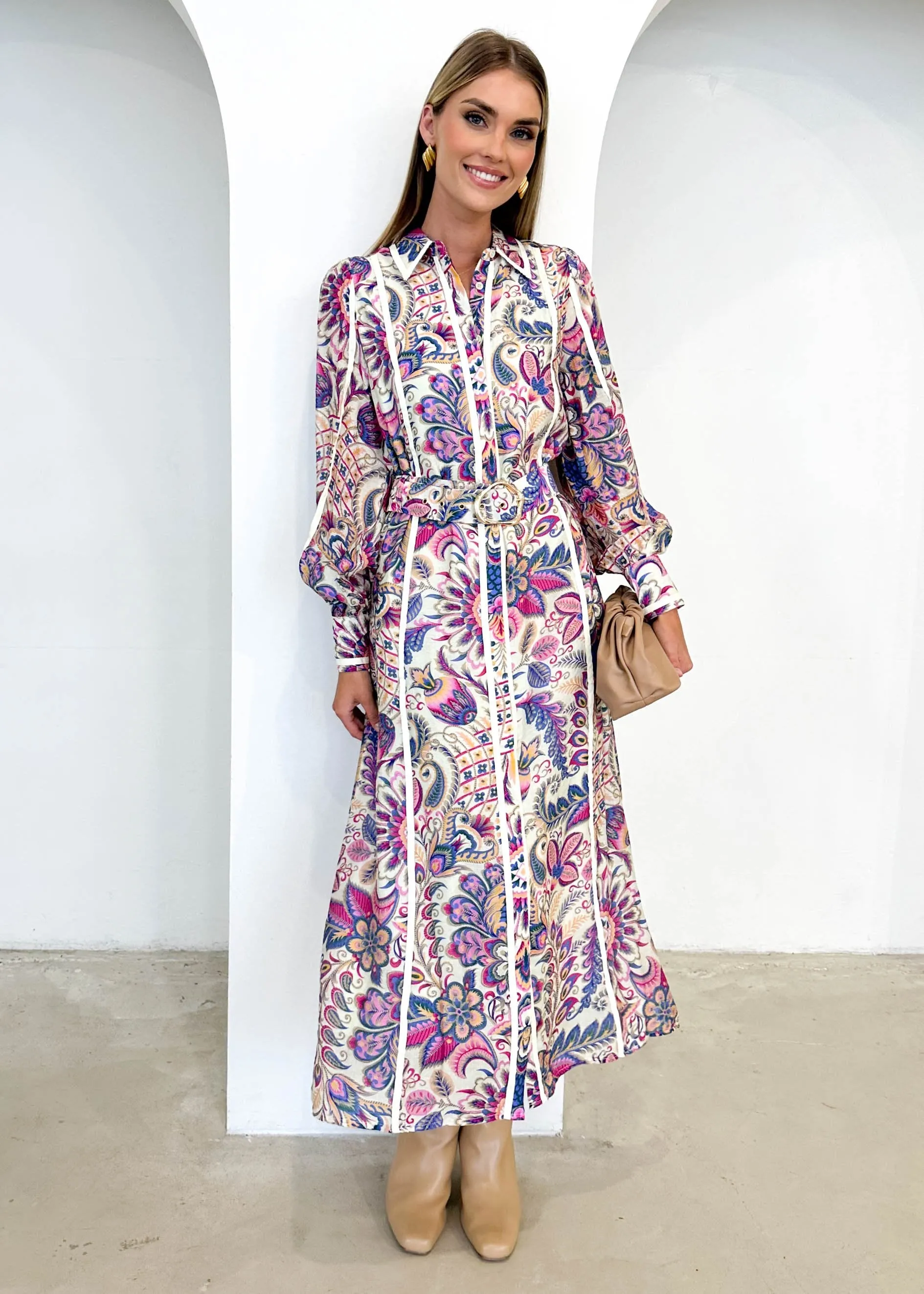 Daisyfield Maxi Dress - Violet Peacock sold by Gingham & Heels