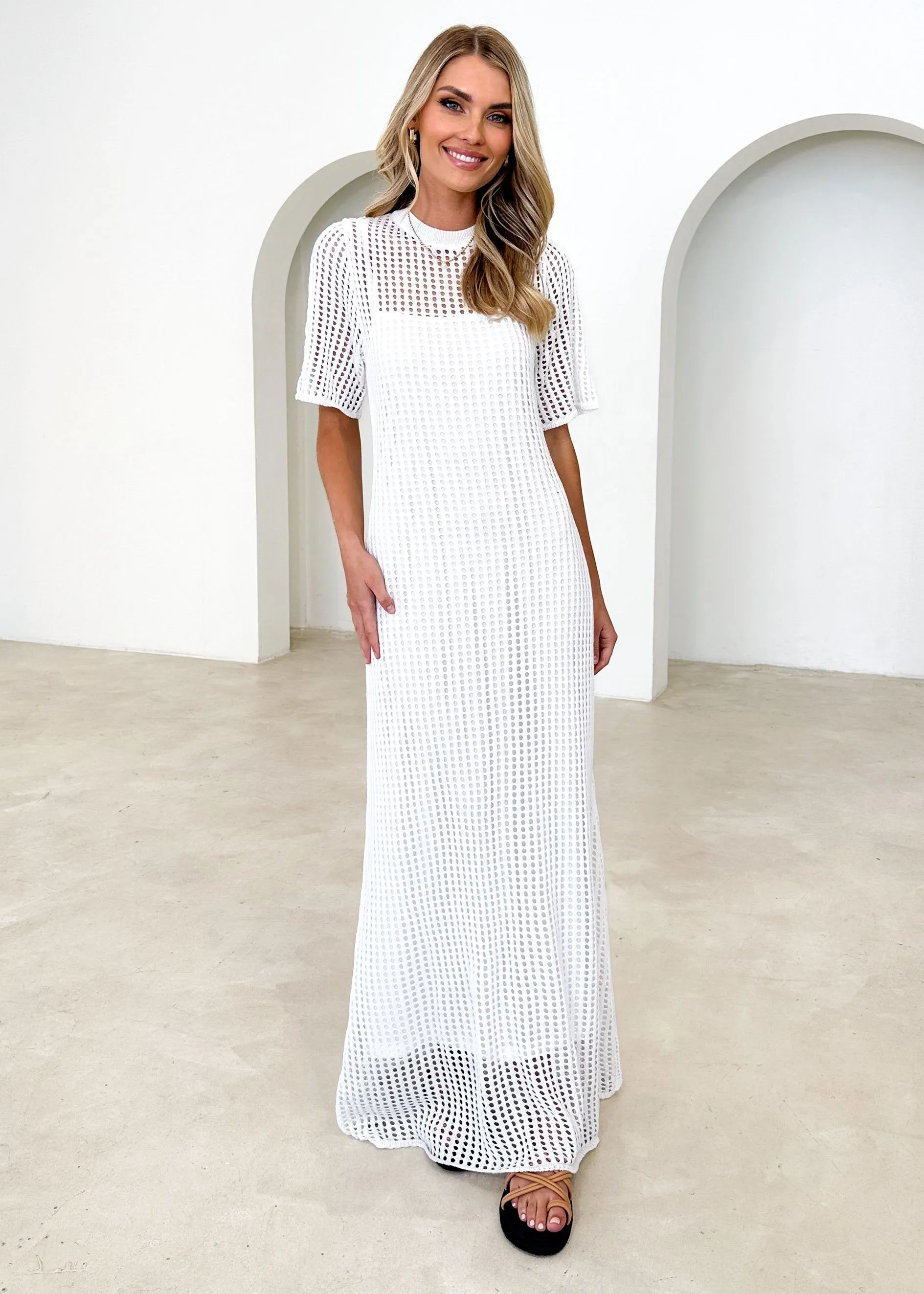 Vivvy Crochet Maxi Dress - Off White sold by Gingham & Heels product image thumbnail 3
