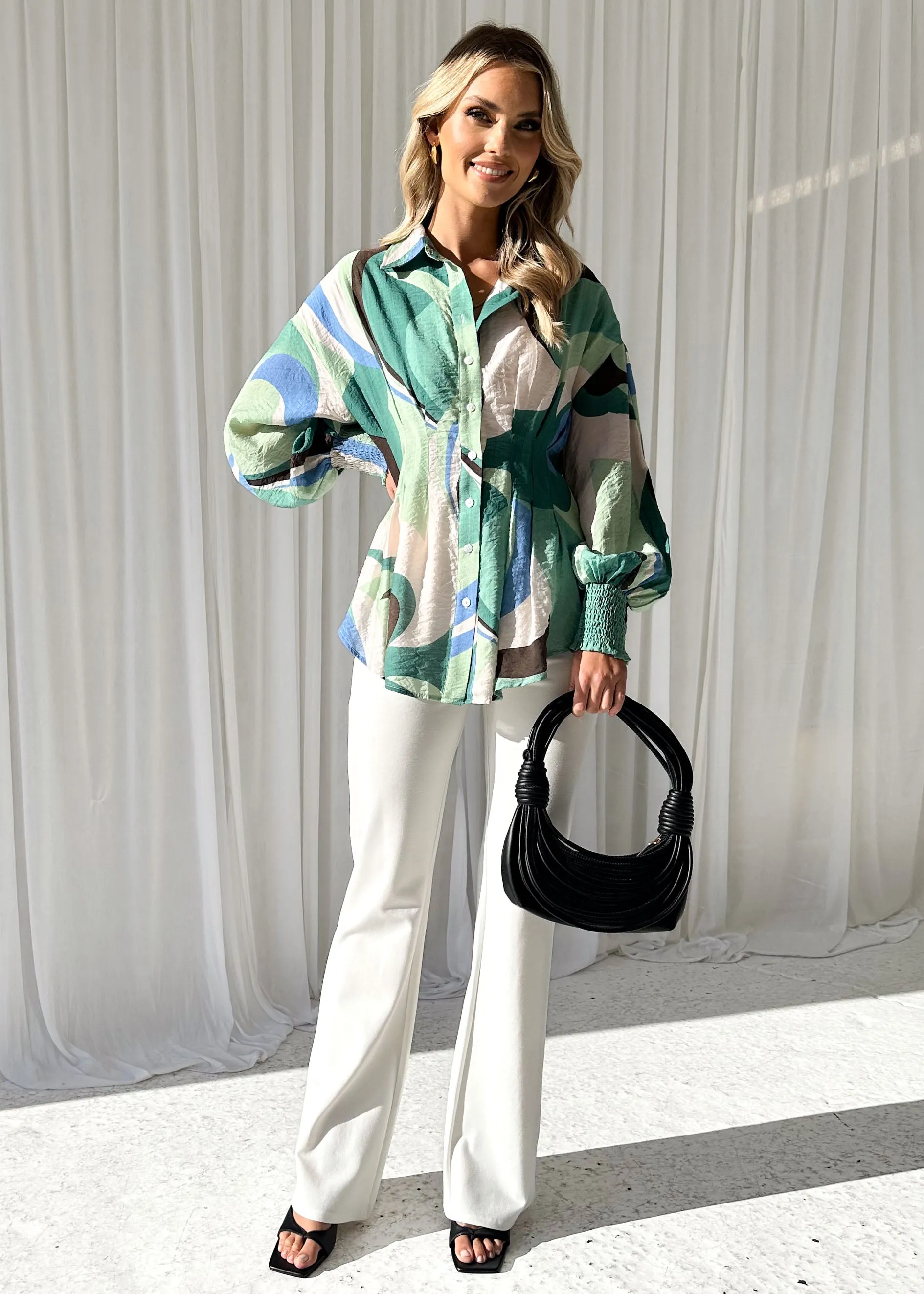 Anthia Shirt - Green Swirl sold by Gingham & Heels product image thumbnail 5