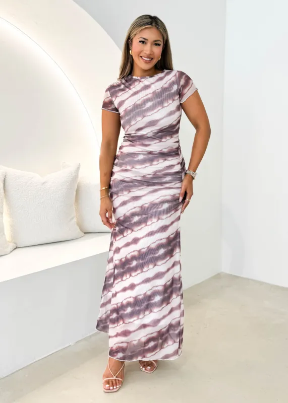 Sylvia Mesh Maxi Dress - Choc Dye sold by Gingham & Heels