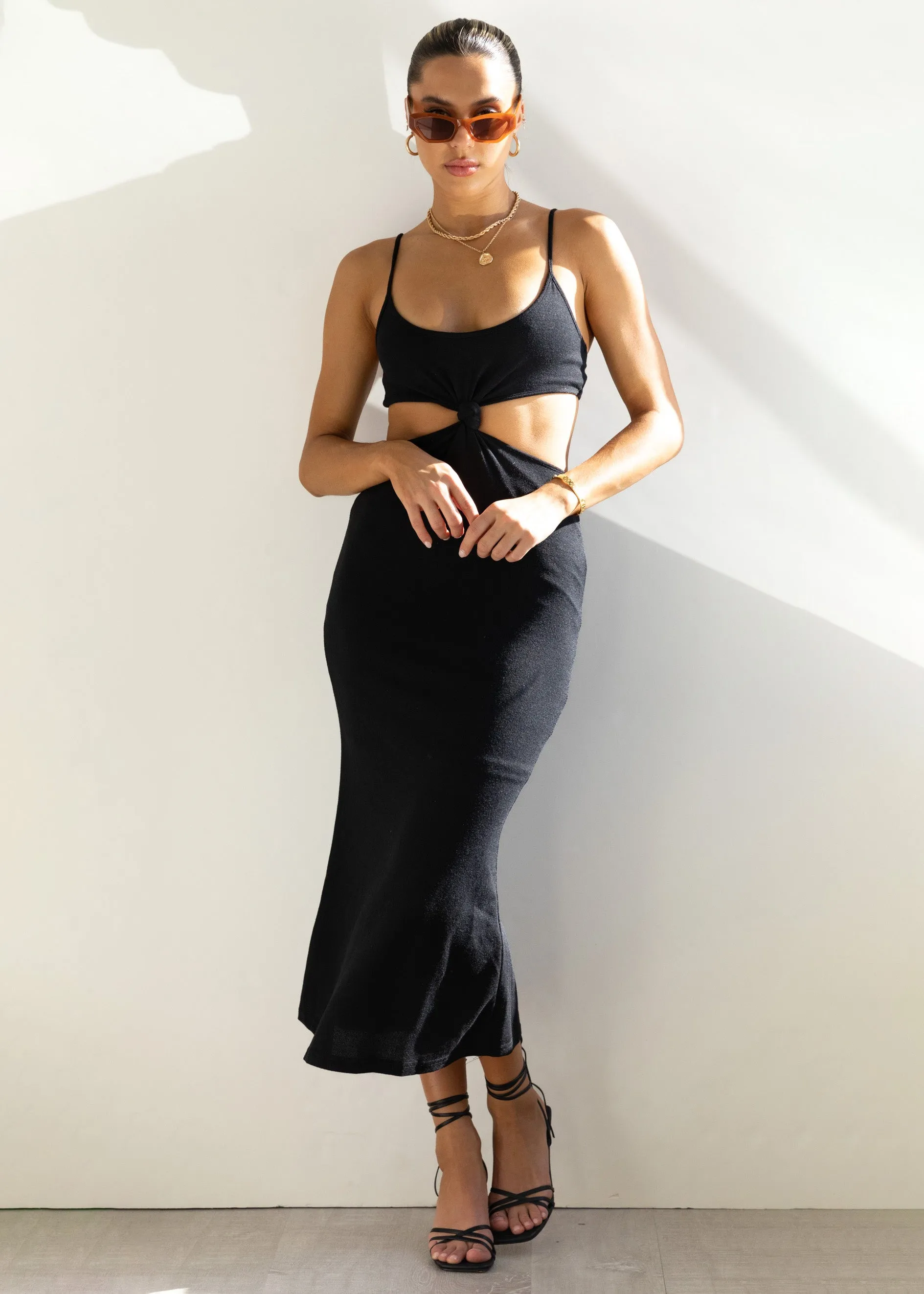 Matais Cut Out Knit Midi Dress - Black sold by Gingham & Heels product image thumbnail 4