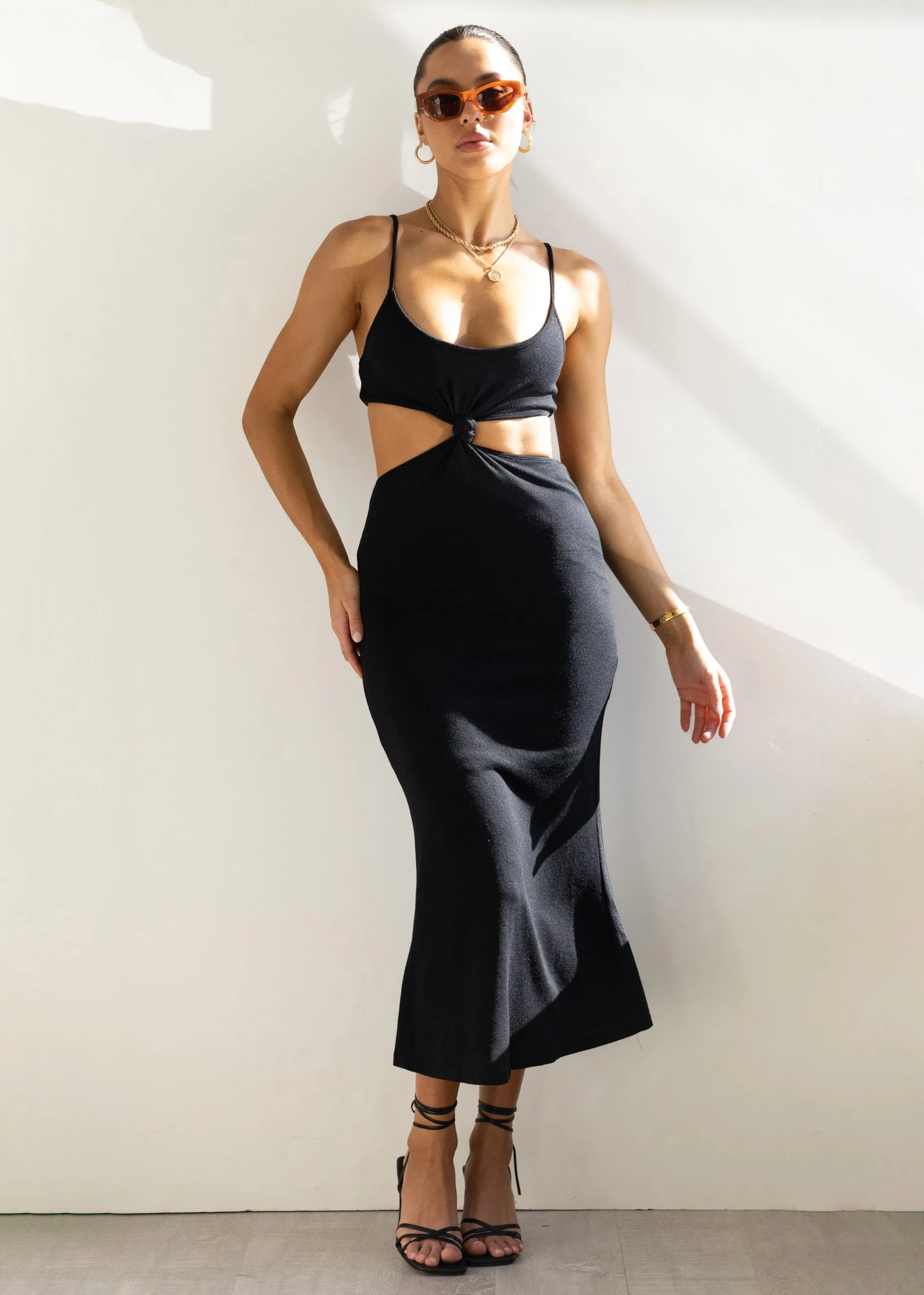Matais Cut Out Knit Midi Dress - Black sold by Gingham & Heels product image thumbnail 5
